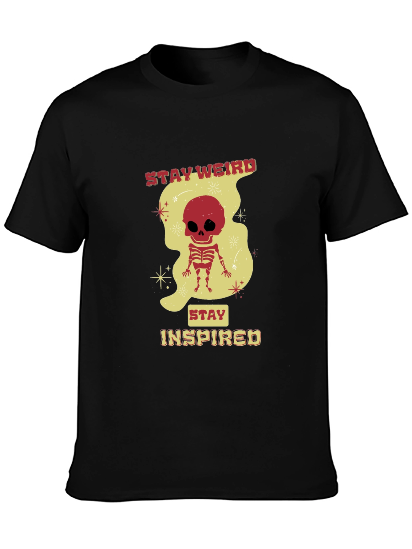 Stay Weird Skeleton Graphic Black T-Shirt