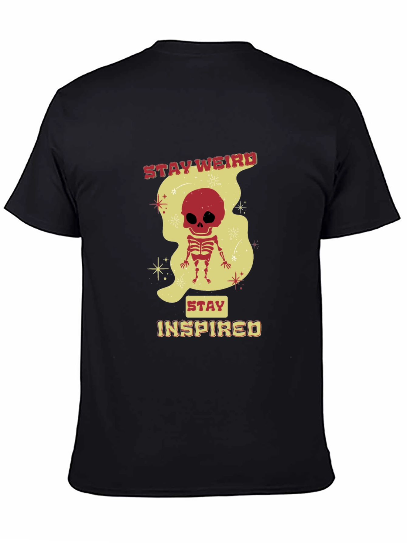 Stay Weird Skeleton Graphic Black T-Shirt