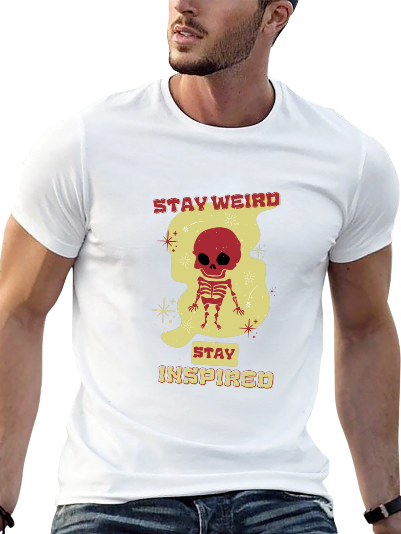Stay Weird Skeleton Graphic Black T-Shirt
