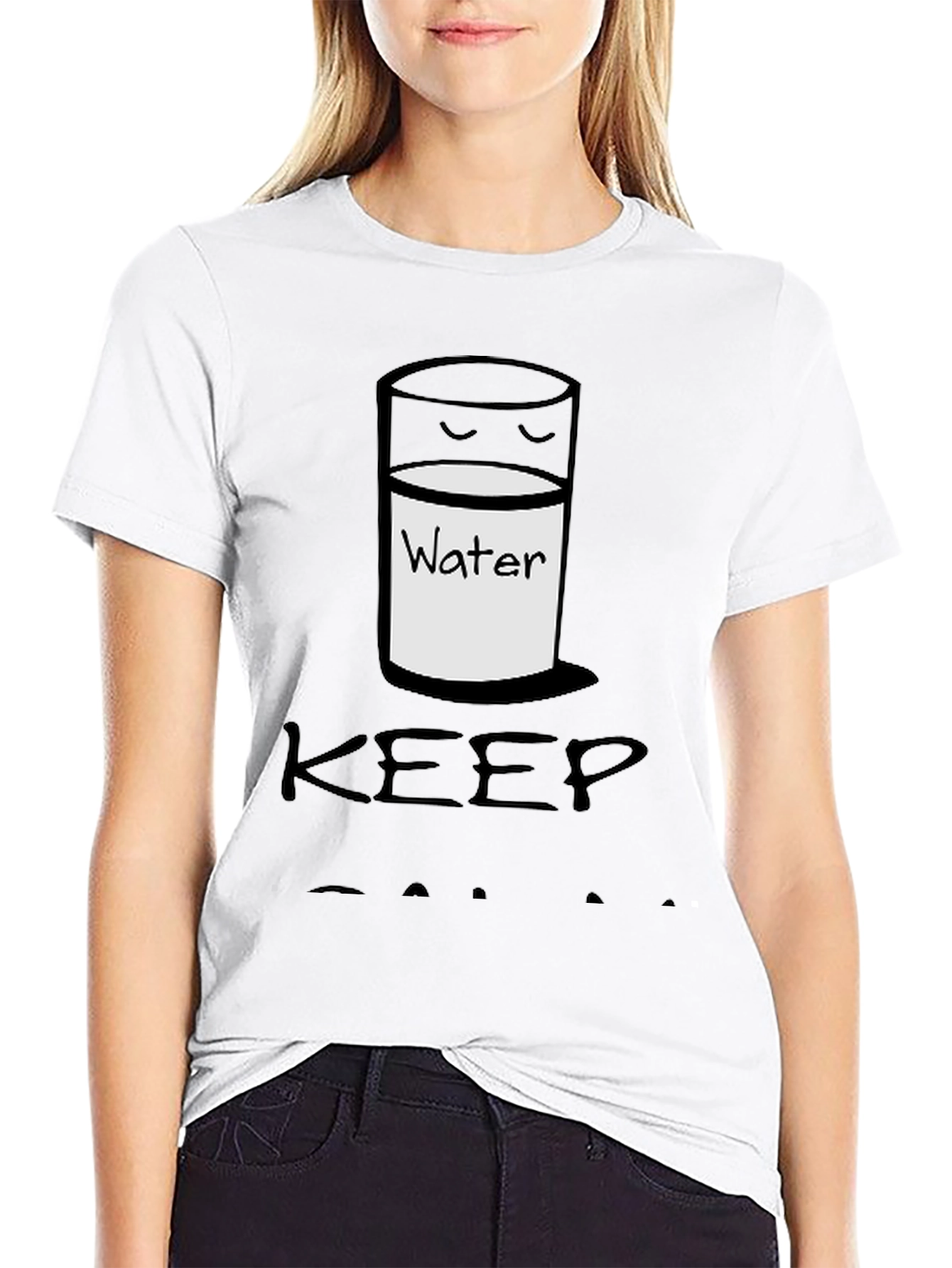 Keep Calm Drink Water Black Graphic Tee