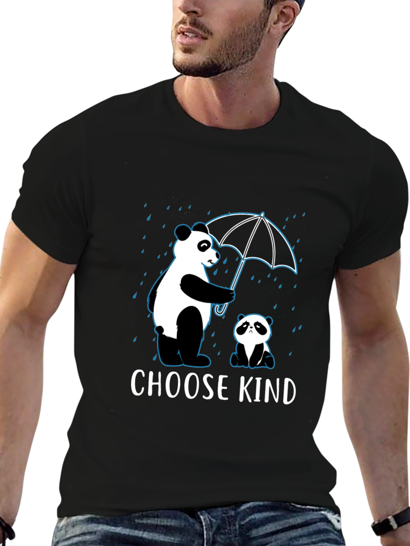 Choose Kind Panda Graphic T-Shirt - Black