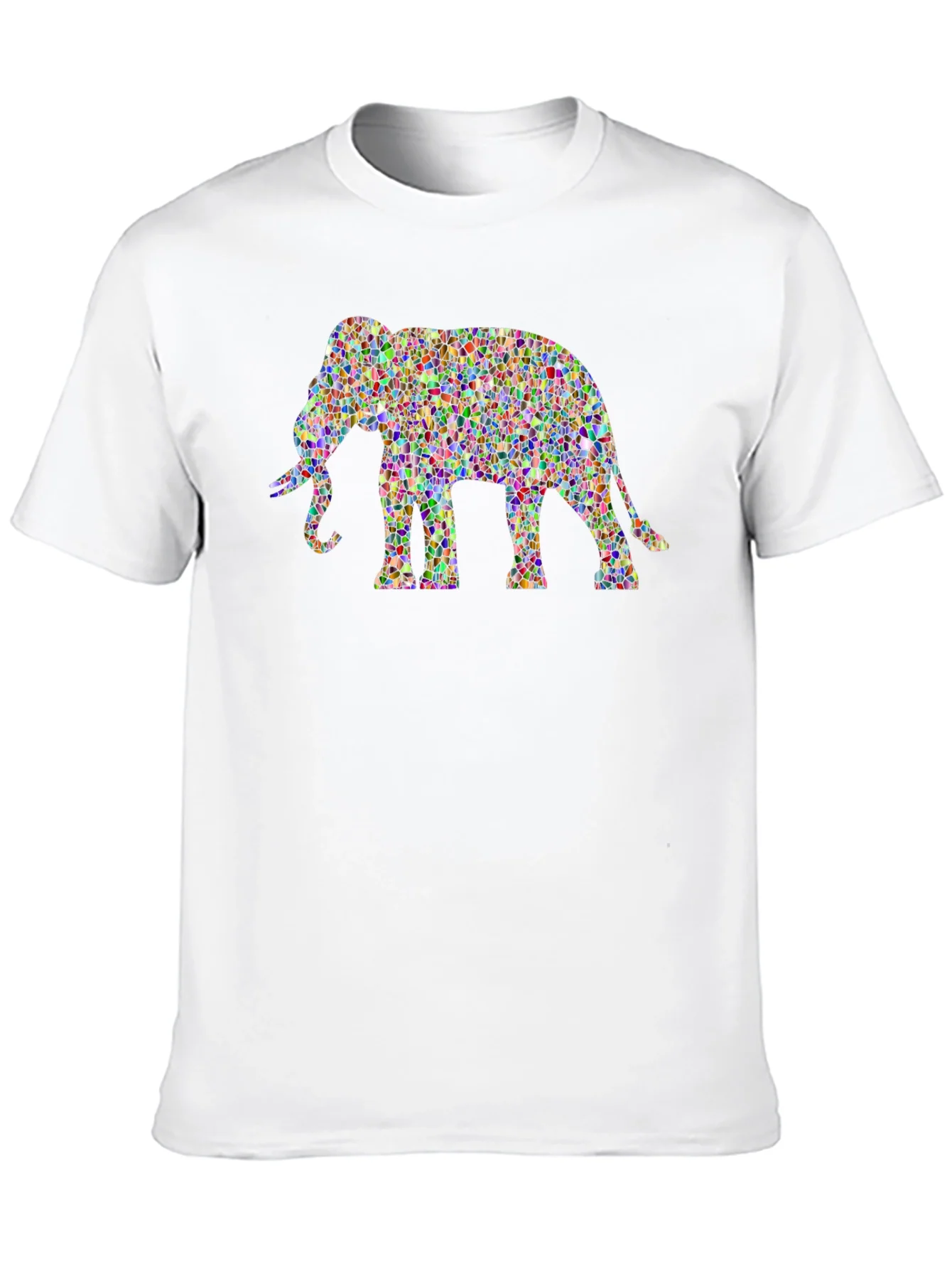 Colorful Elephant Graphic Tee - Black Cotton T-Shirt