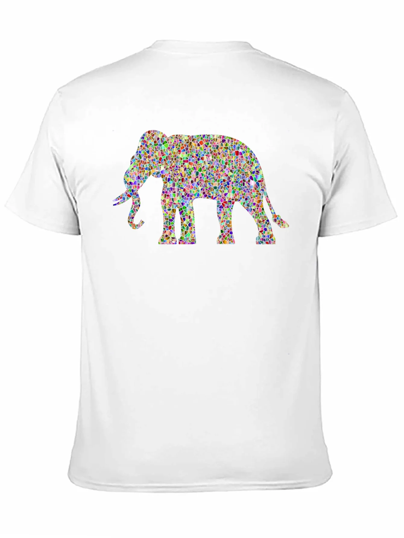 Colorful Elephant Graphic Tee - Black Cotton T-Shirt