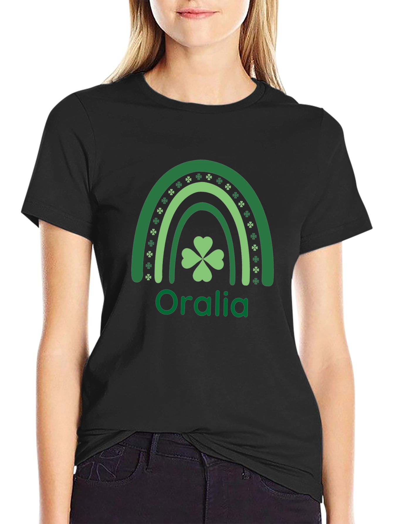St. Patricks Day Oralia Rainbow Shamrock T-Shirt