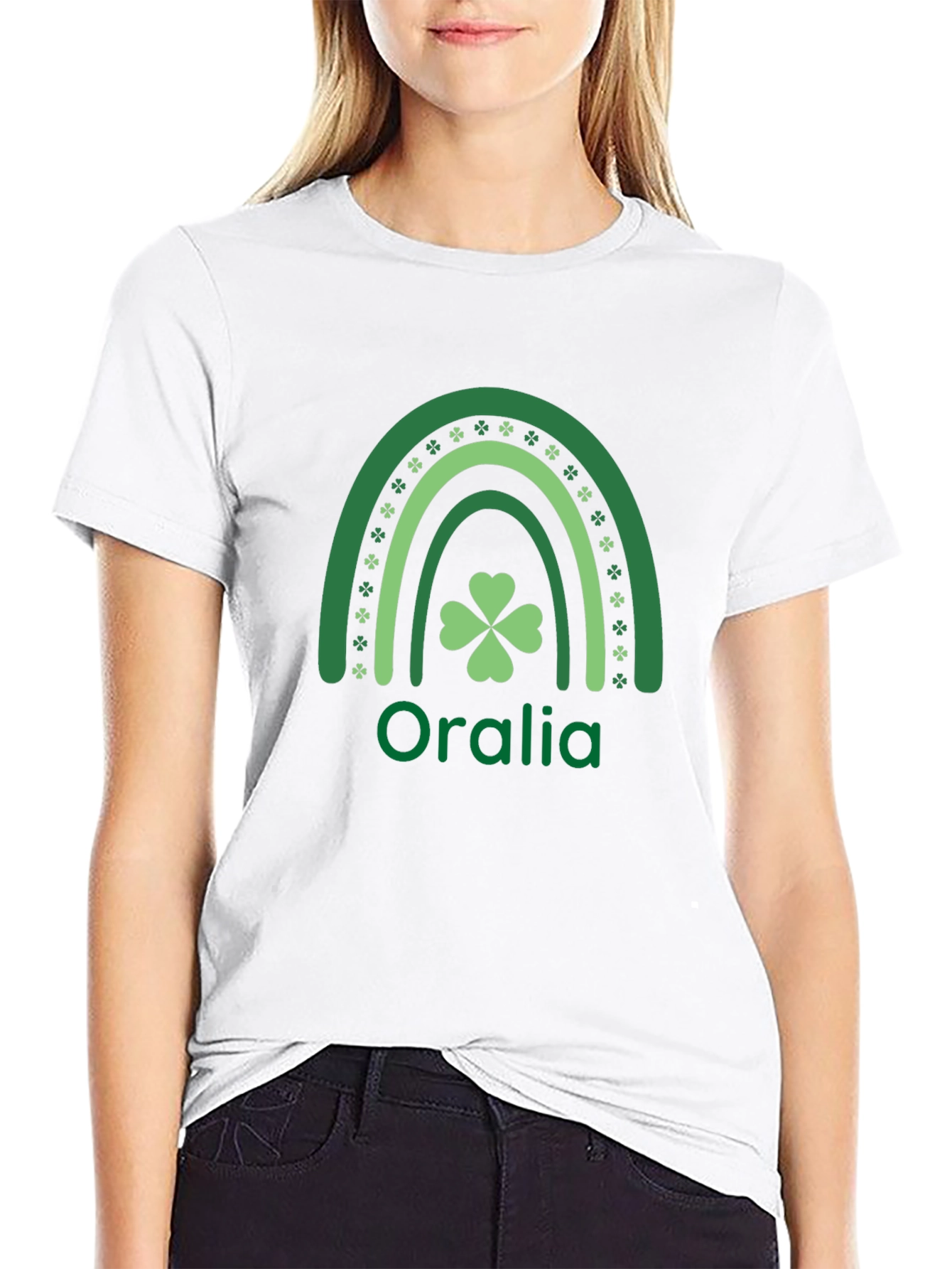 St. Patricks Day Oralia Rainbow Shamrock T-Shirt