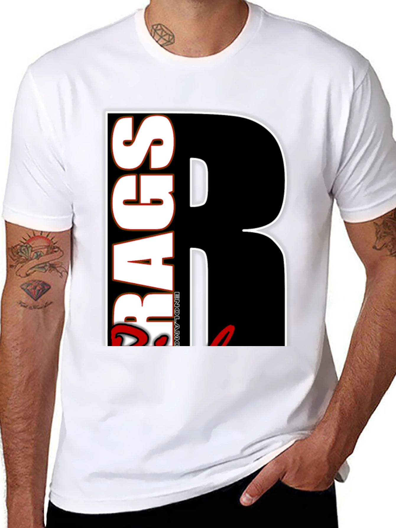 RAGS Black Graphic Tee