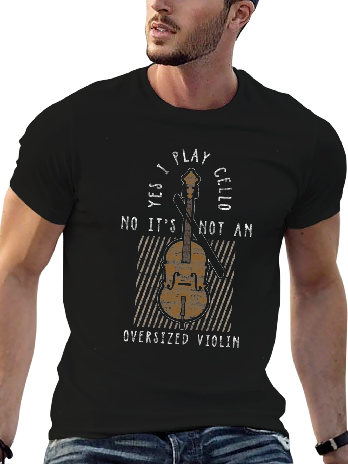 Cello Player T-Shirt: Funny Oversized Violin Tee