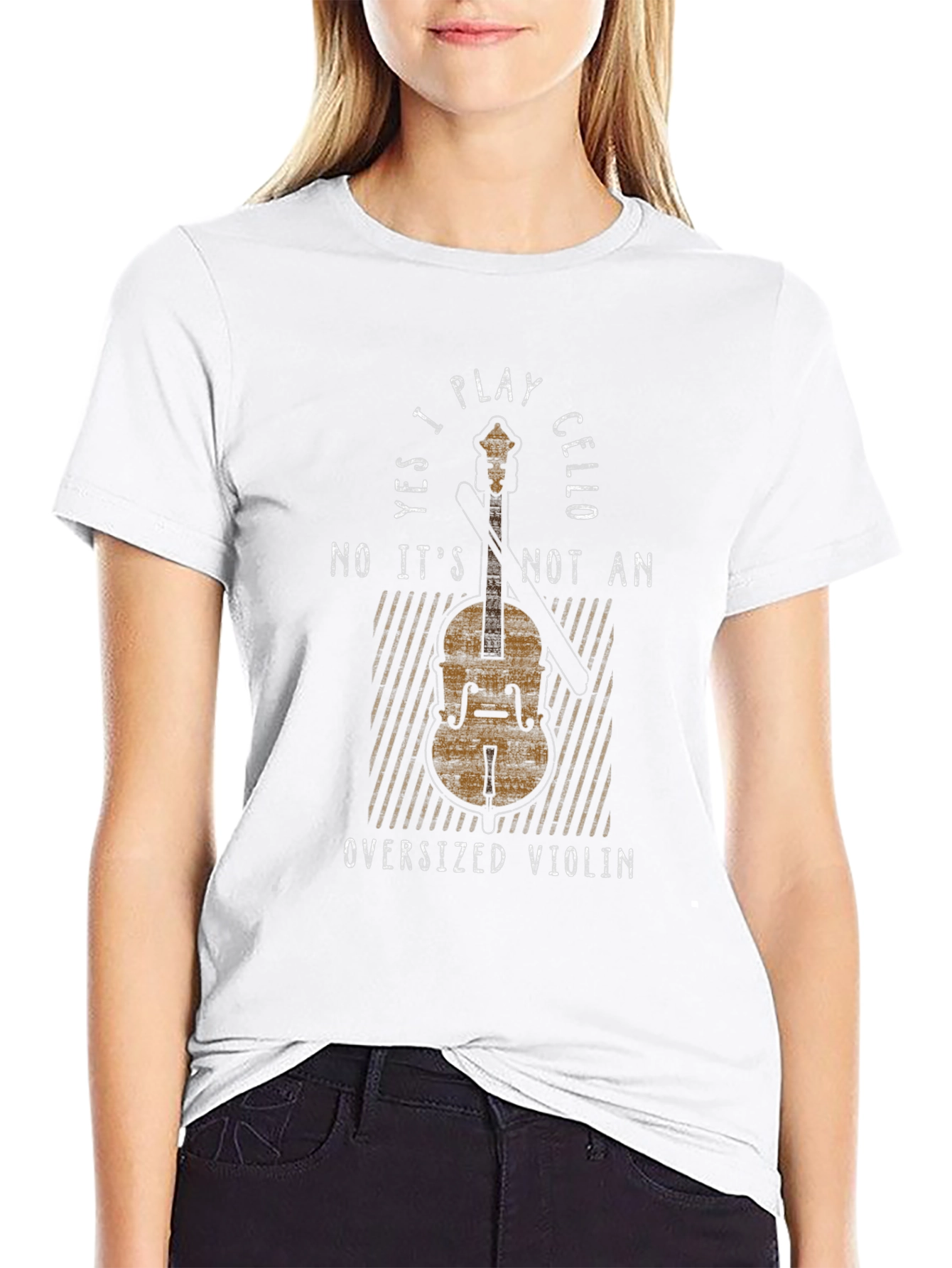 Cello Player T-Shirt: Funny Oversized Violin Tee