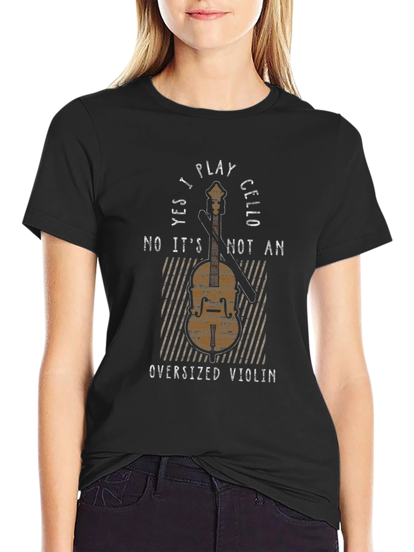 Cello Player T-Shirt: Funny Oversized Violin Tee