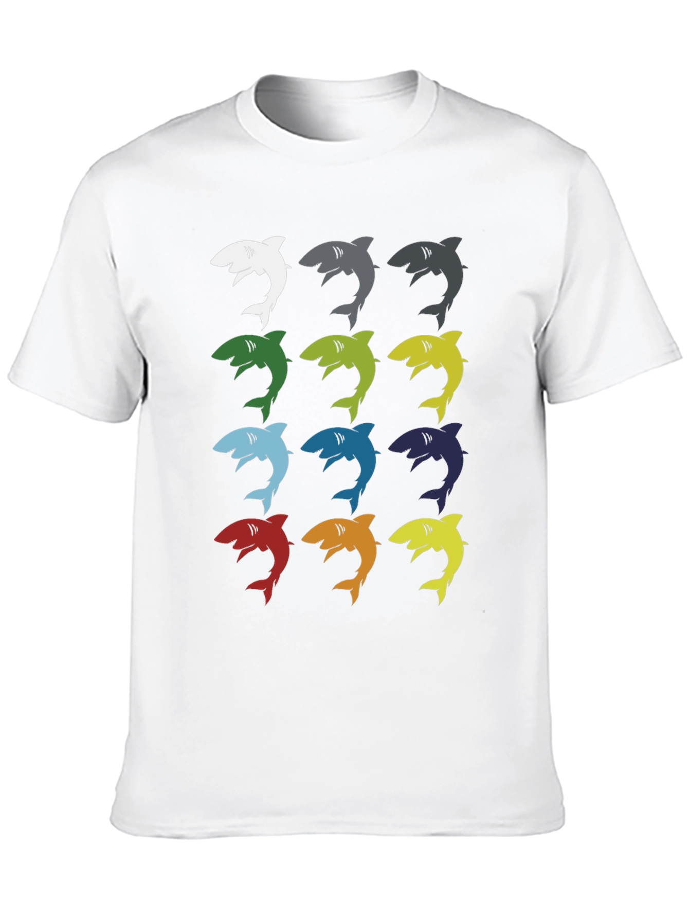 Shark Pop Art Graphic Print Tee - Black