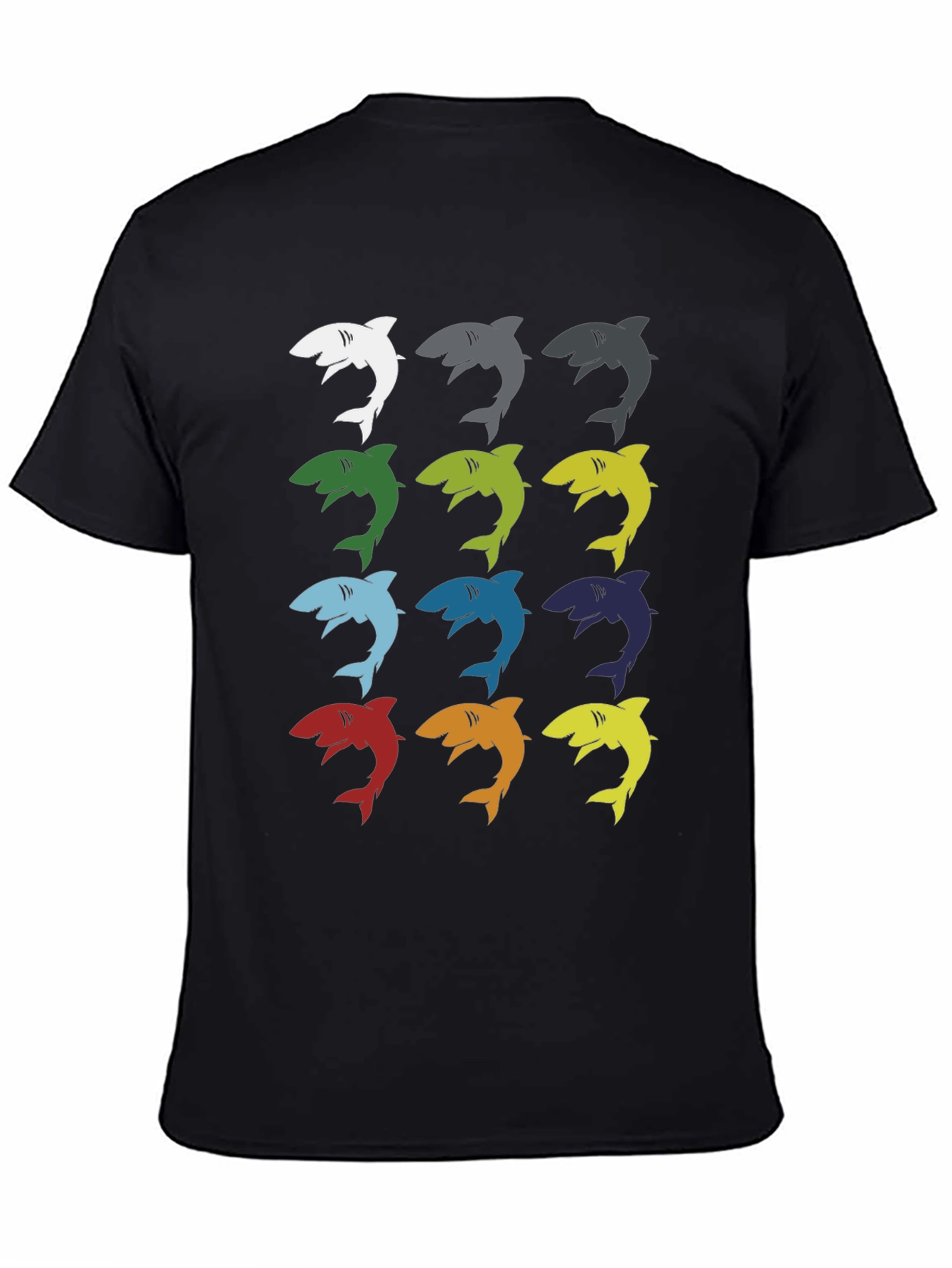 Shark Pop Art Graphic Print Tee - Black