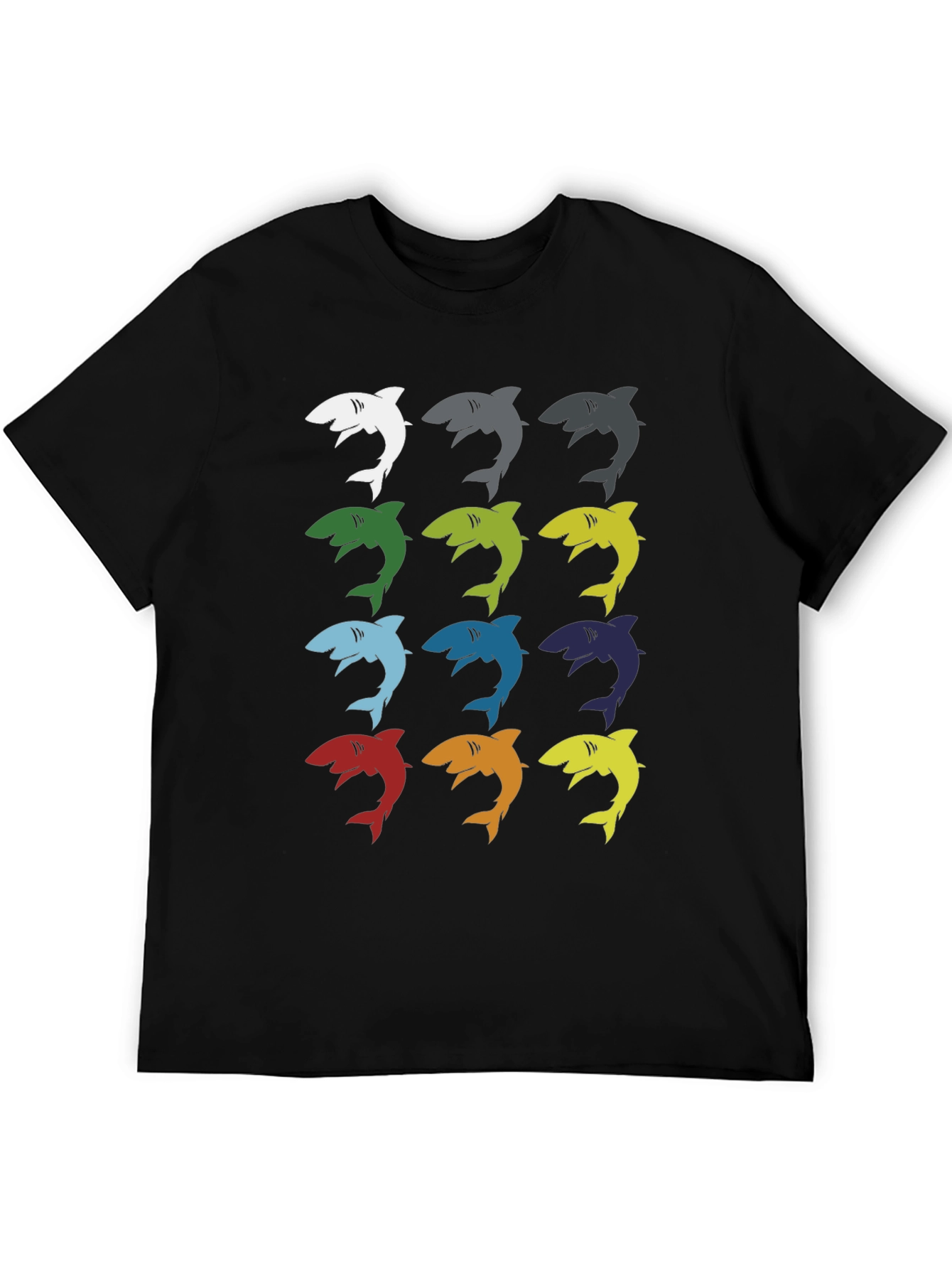 Shark Pop Art Graphic Print Tee - Black