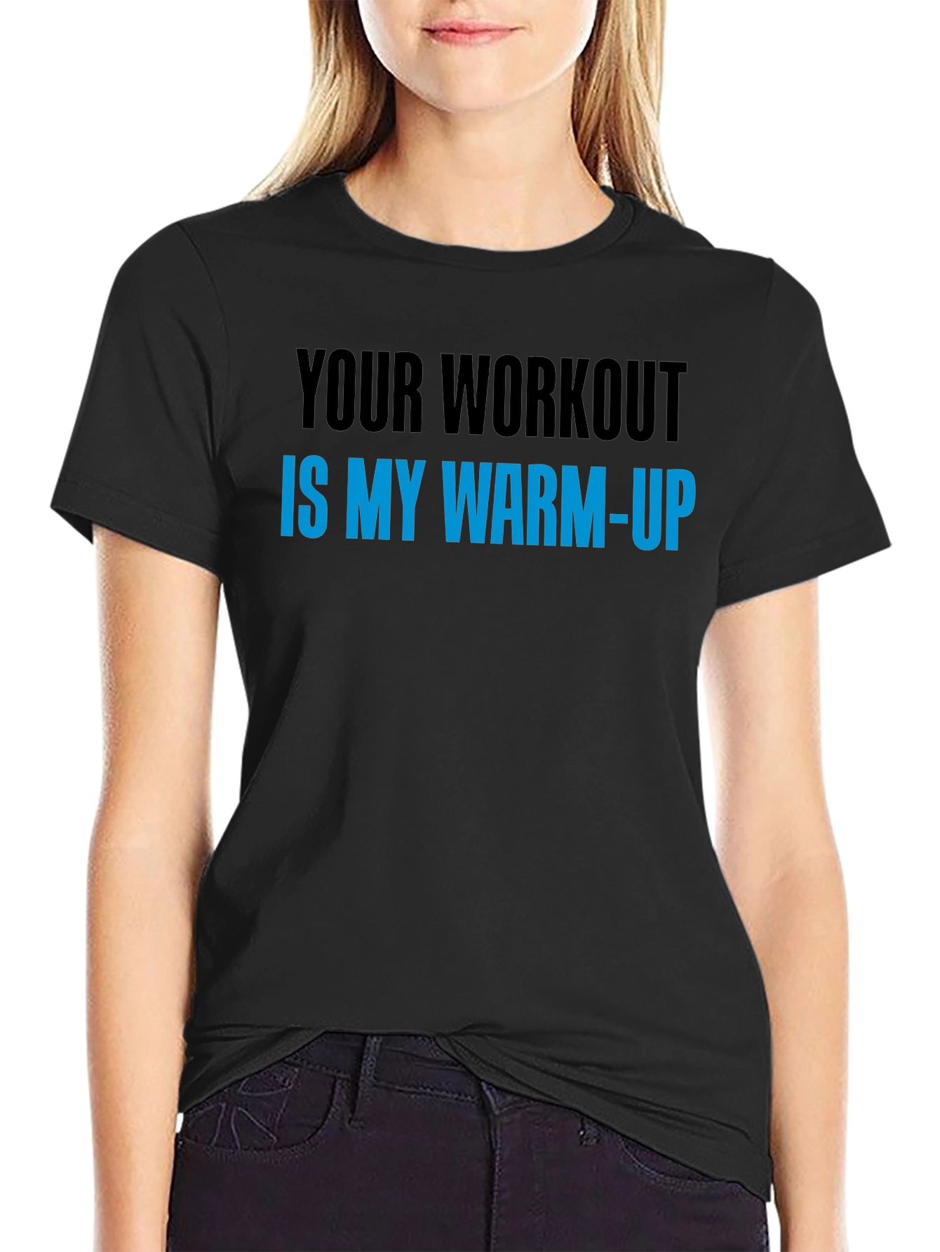 Workout Warm-Up Graphic Tee - Black Cotton