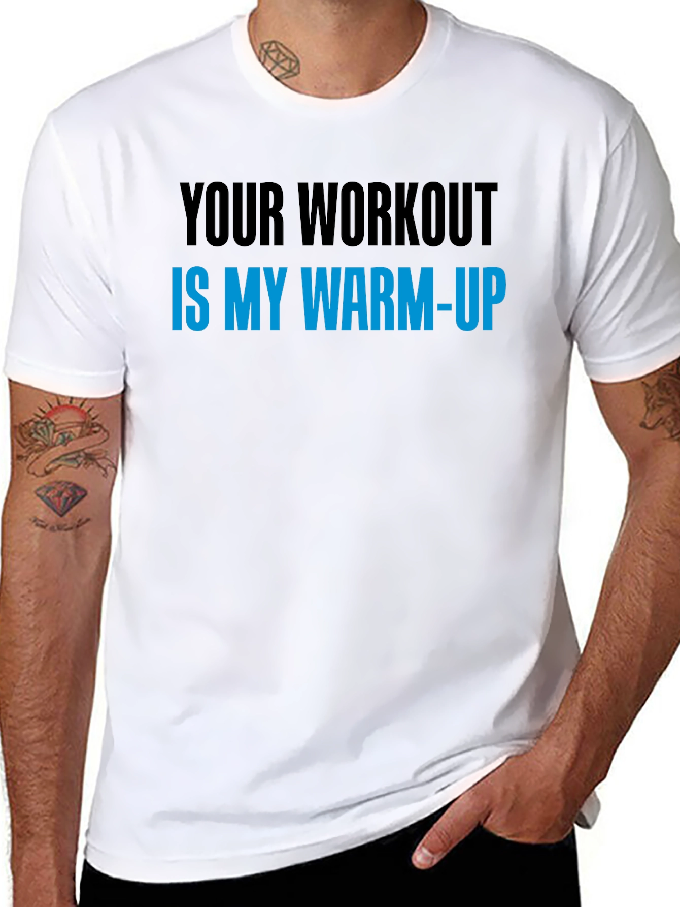 Workout Warm-Up Graphic Tee - Black Cotton