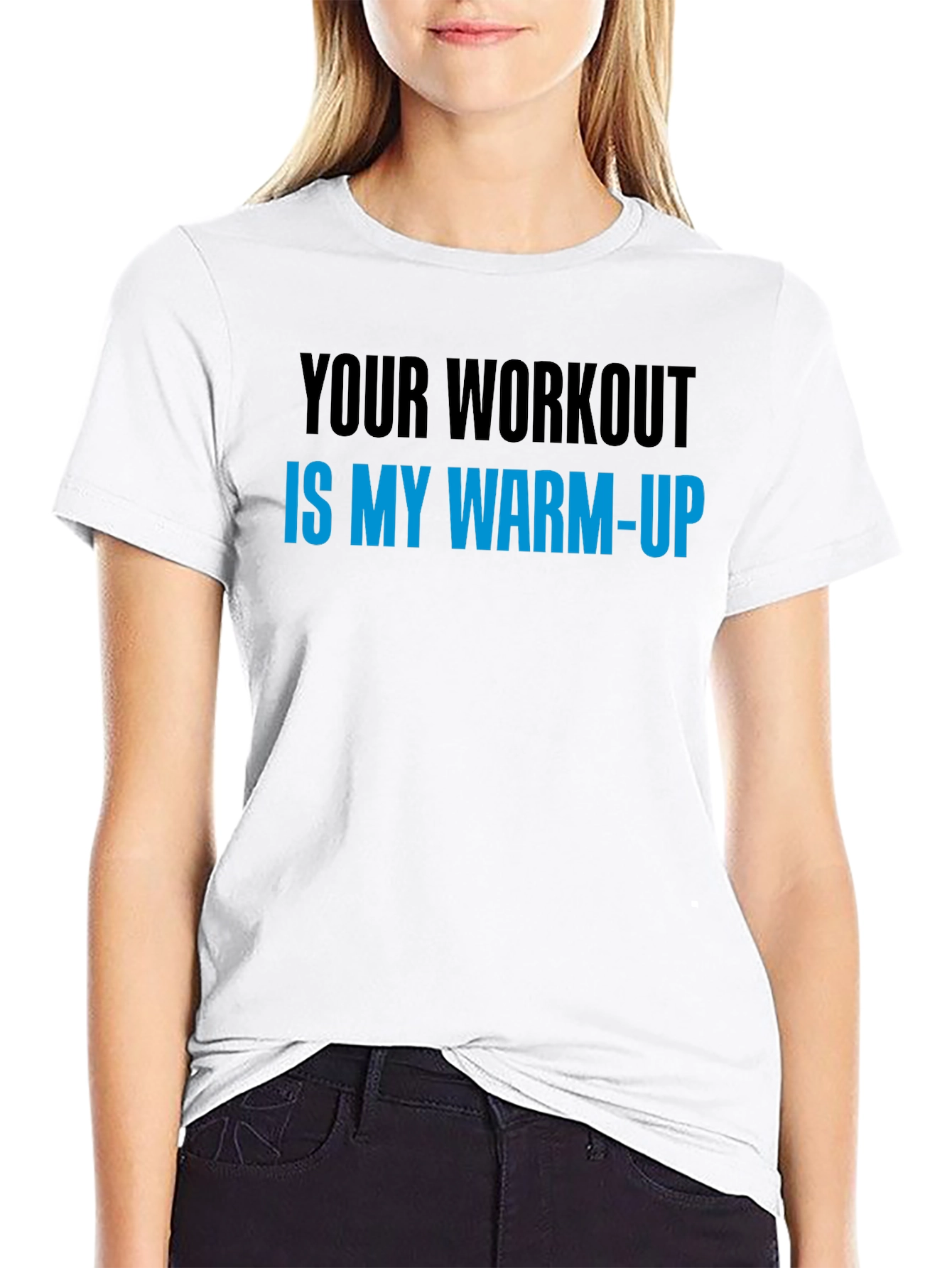 Workout Warm-Up Graphic Tee - Black Cotton