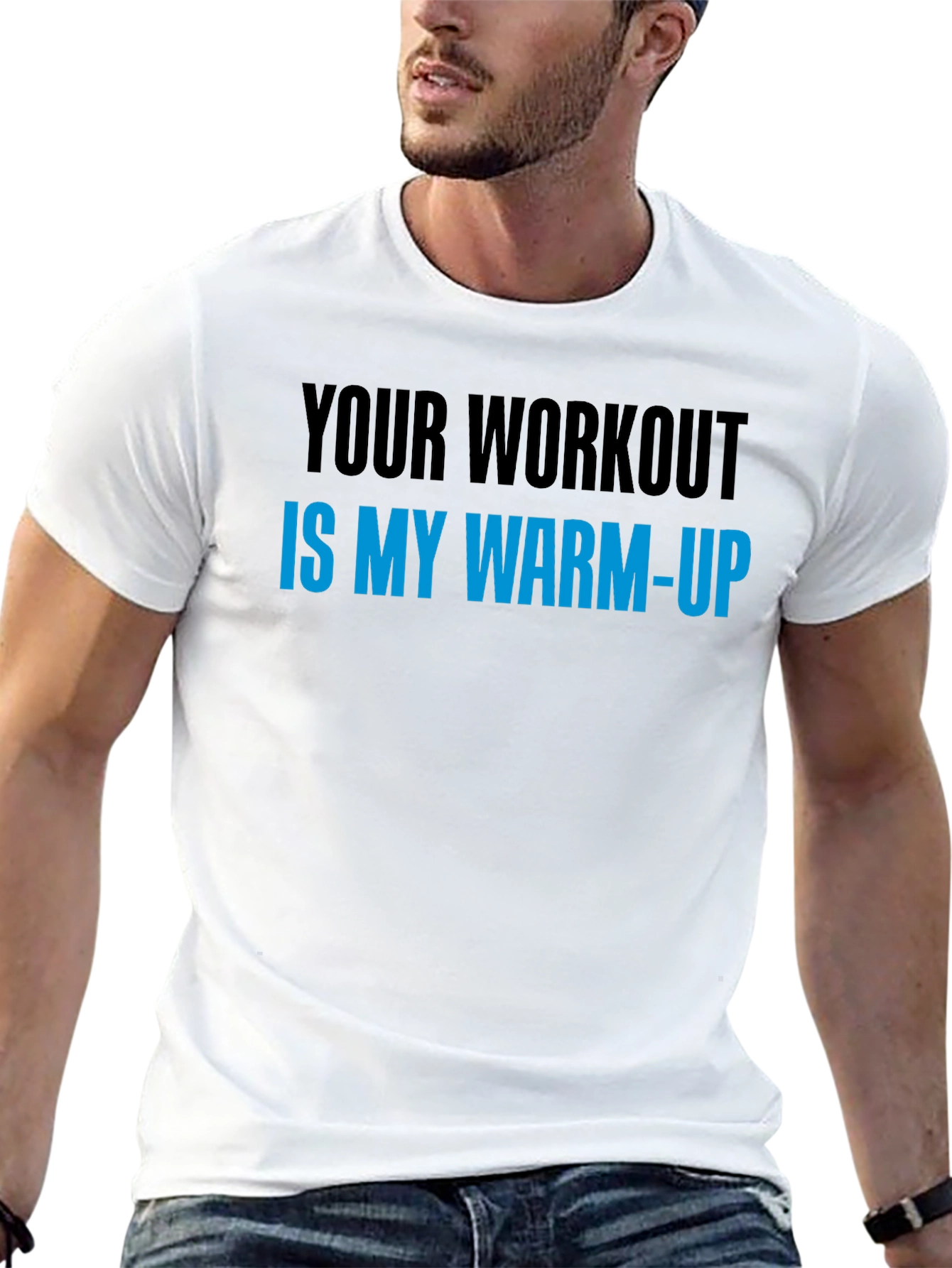 Workout Warm-Up Graphic Tee - Black Cotton