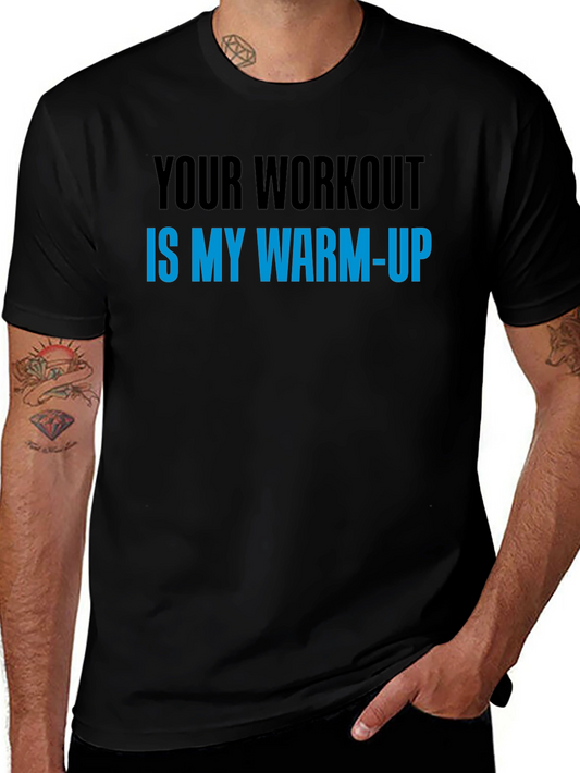 Workout Warm-Up Graphic Tee - Black Cotton