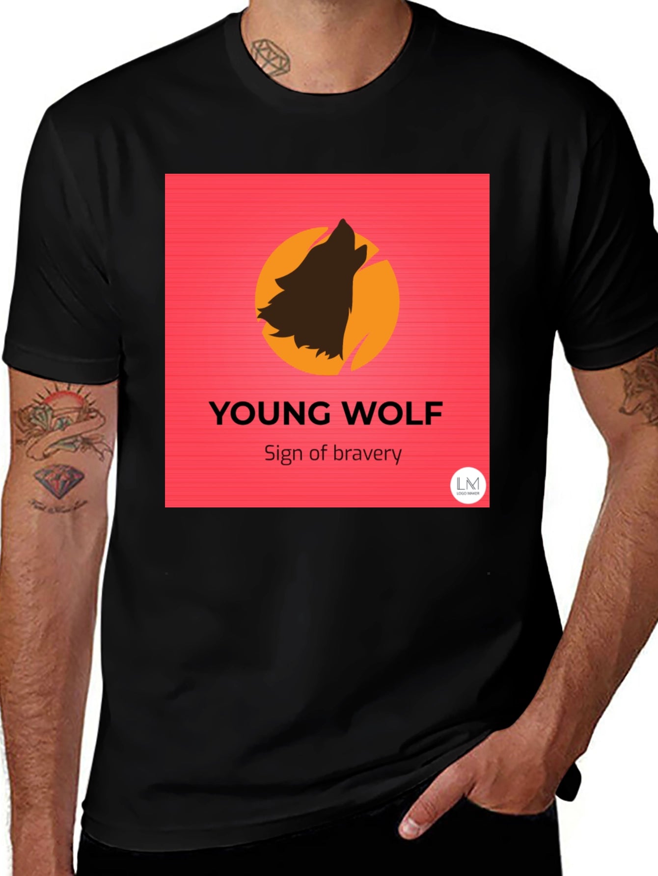 Young Wolf Bravery Tee - Modern Graphic Print