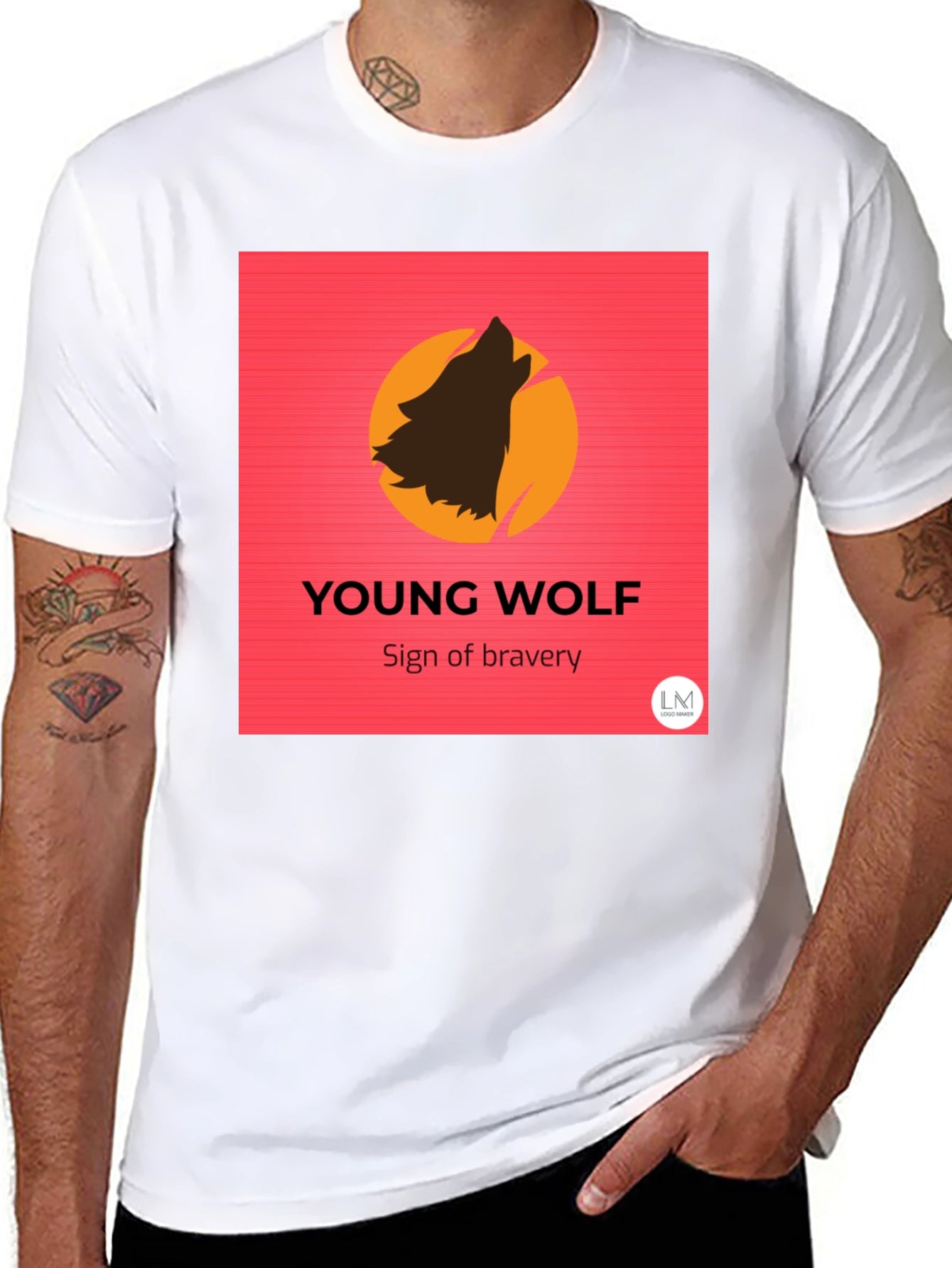 Young Wolf Bravery Tee - Modern Graphic Print