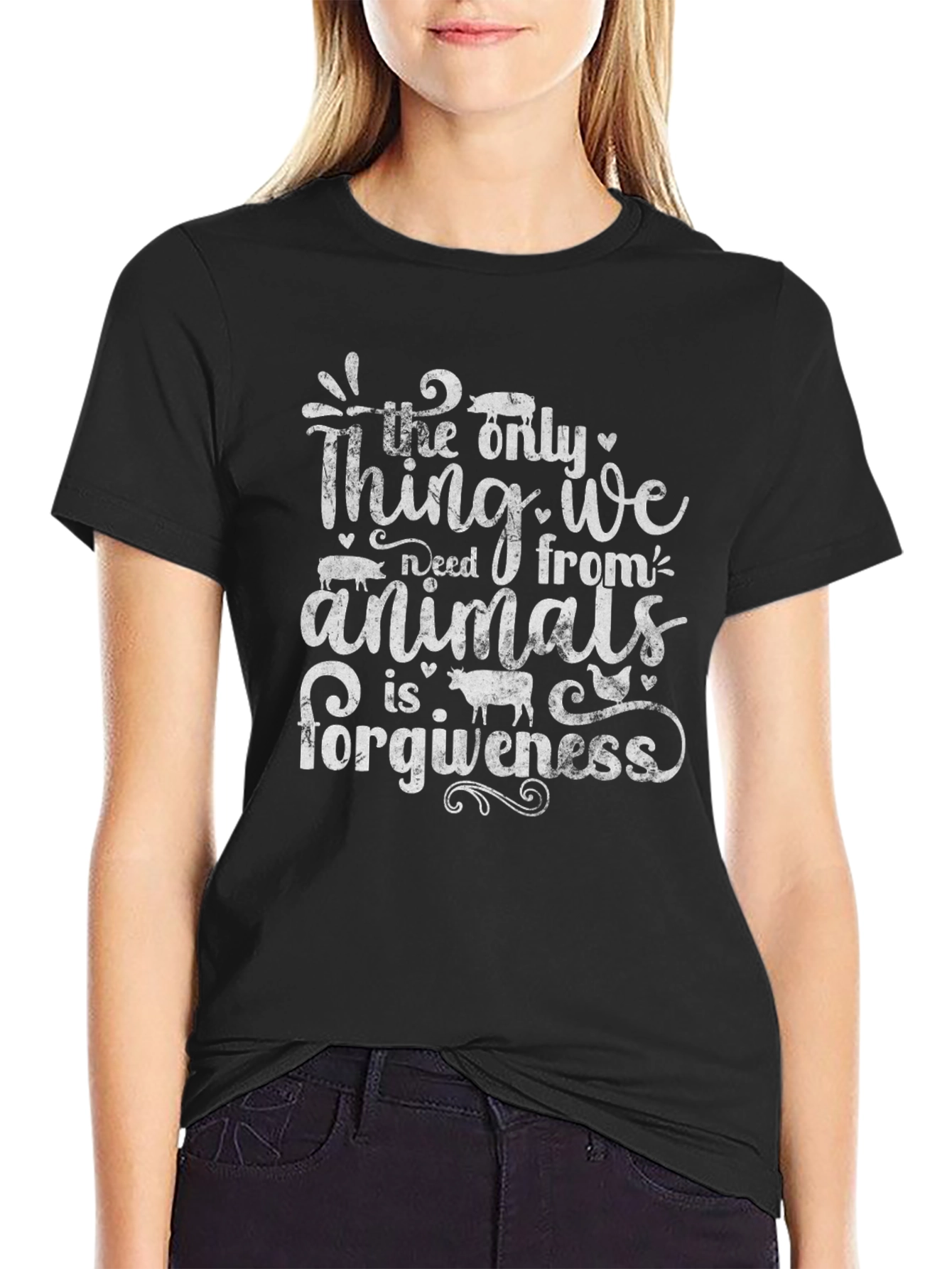 Forgiveness Animal Lover Graphic Tee - Black