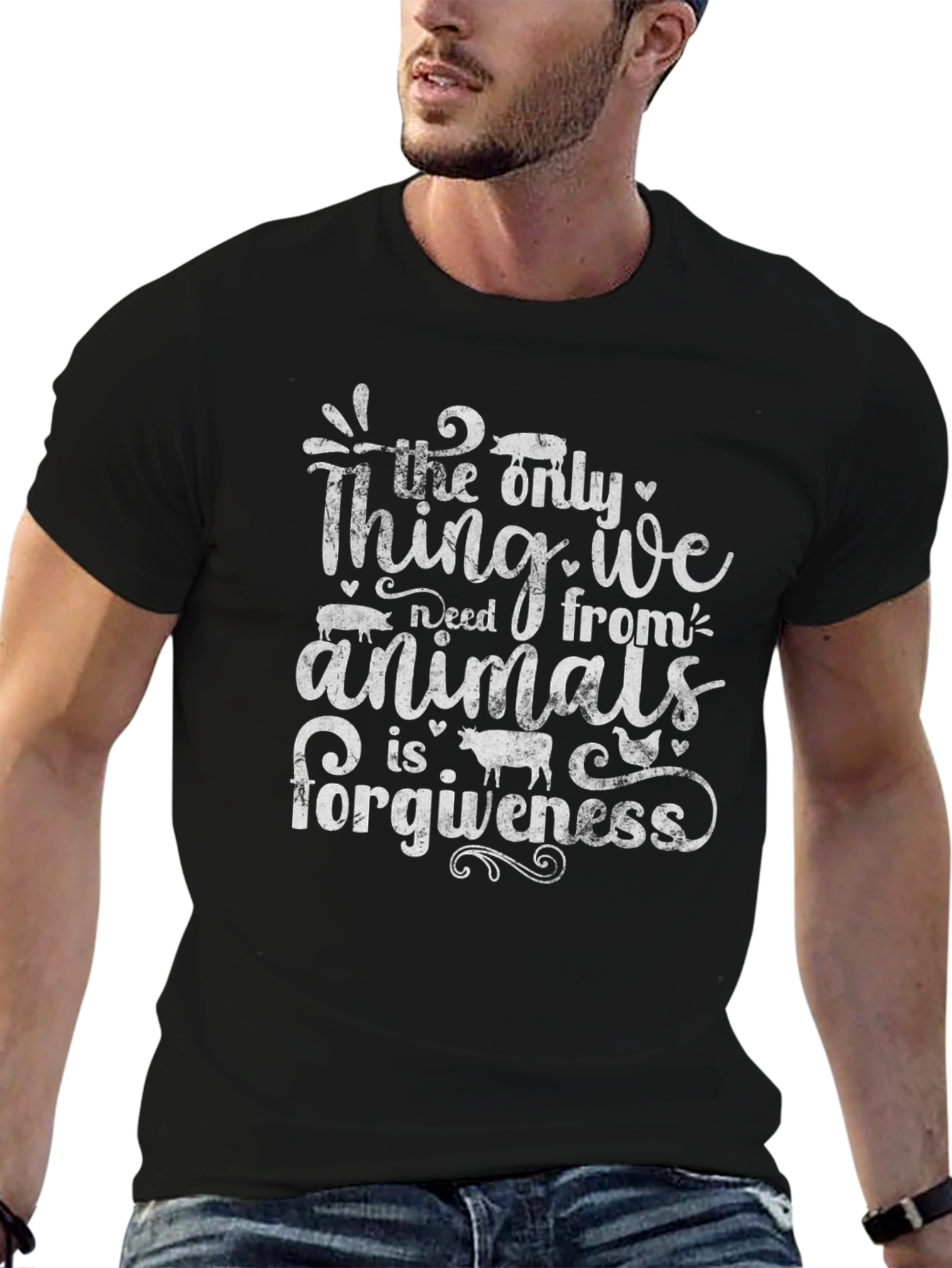 Forgiveness Animal Lover Graphic Tee - Black