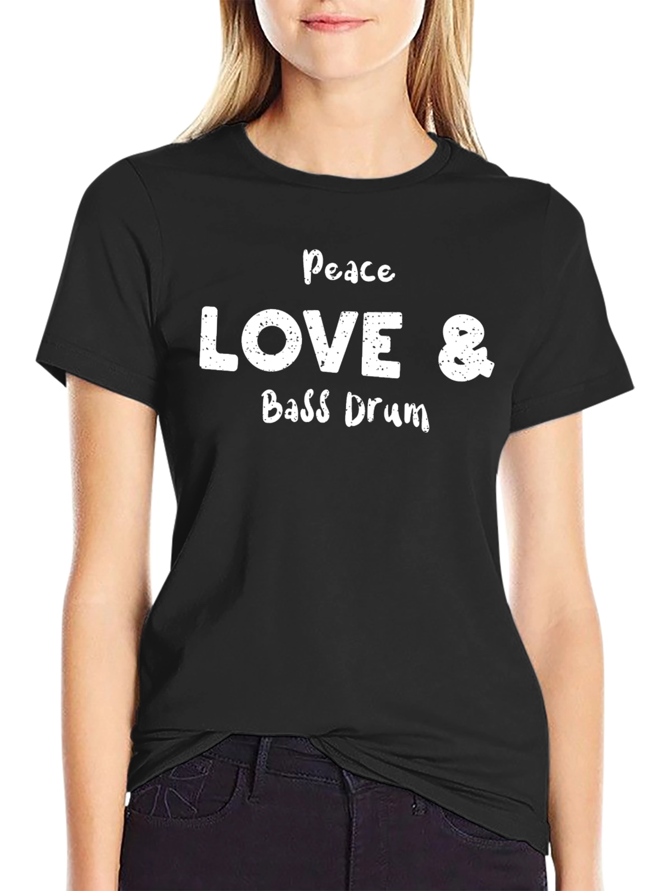 Peace Love & Bass Drum Black T-Shirt