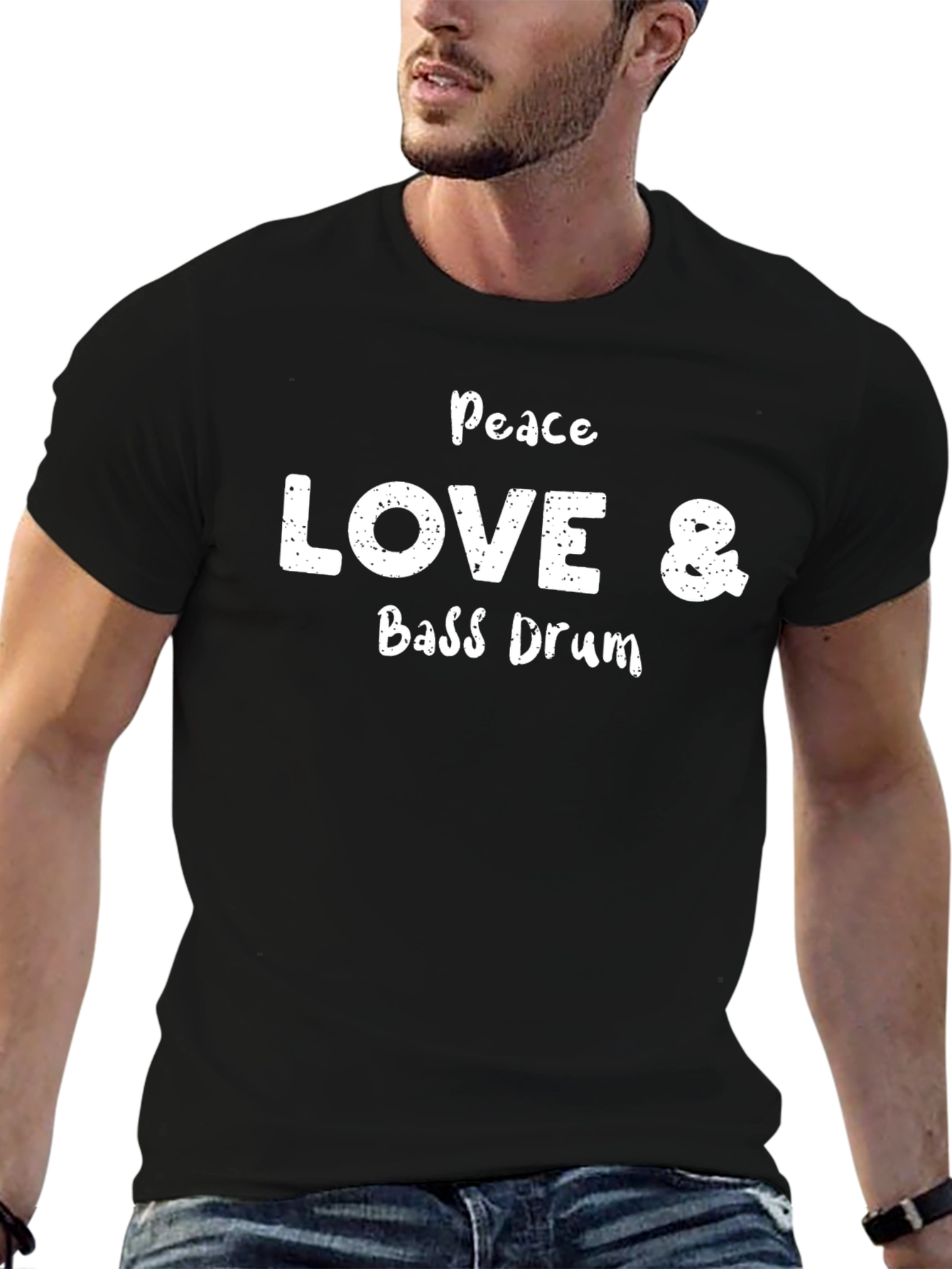 Peace Love & Bass Drum Black T-Shirt