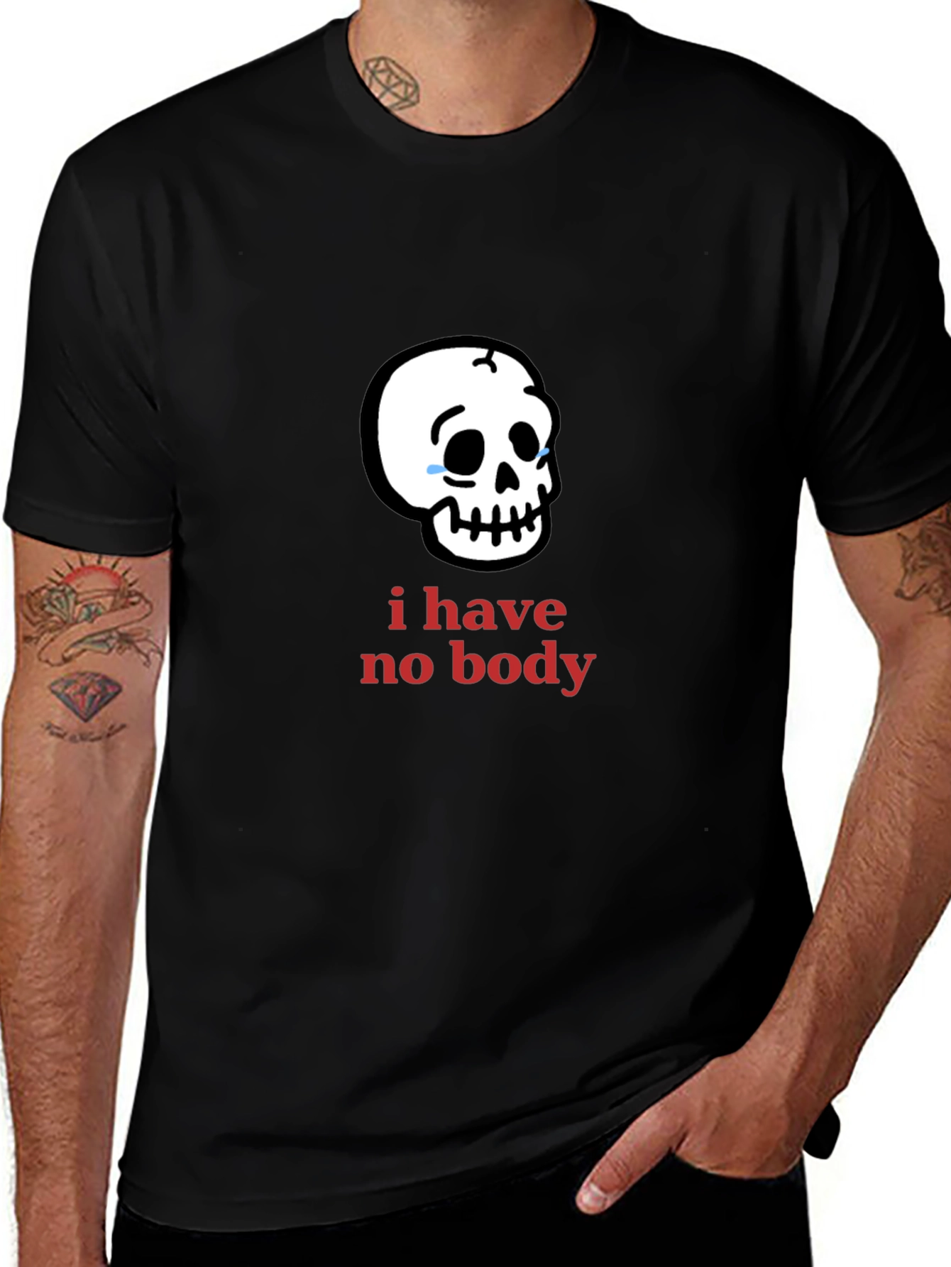Humorous I Have No Body Skull Graphic Tee