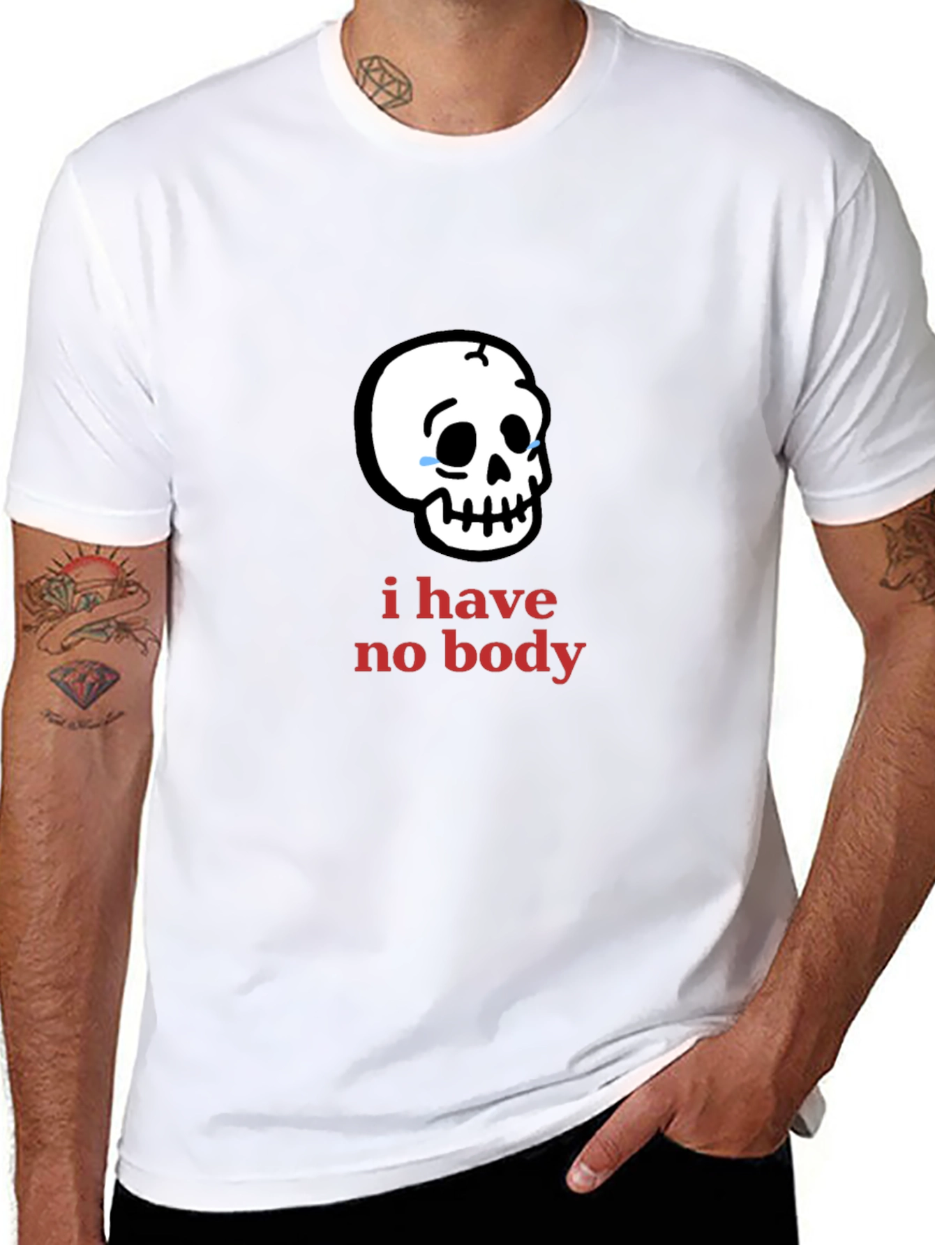Humorous I Have No Body Skull Graphic Tee