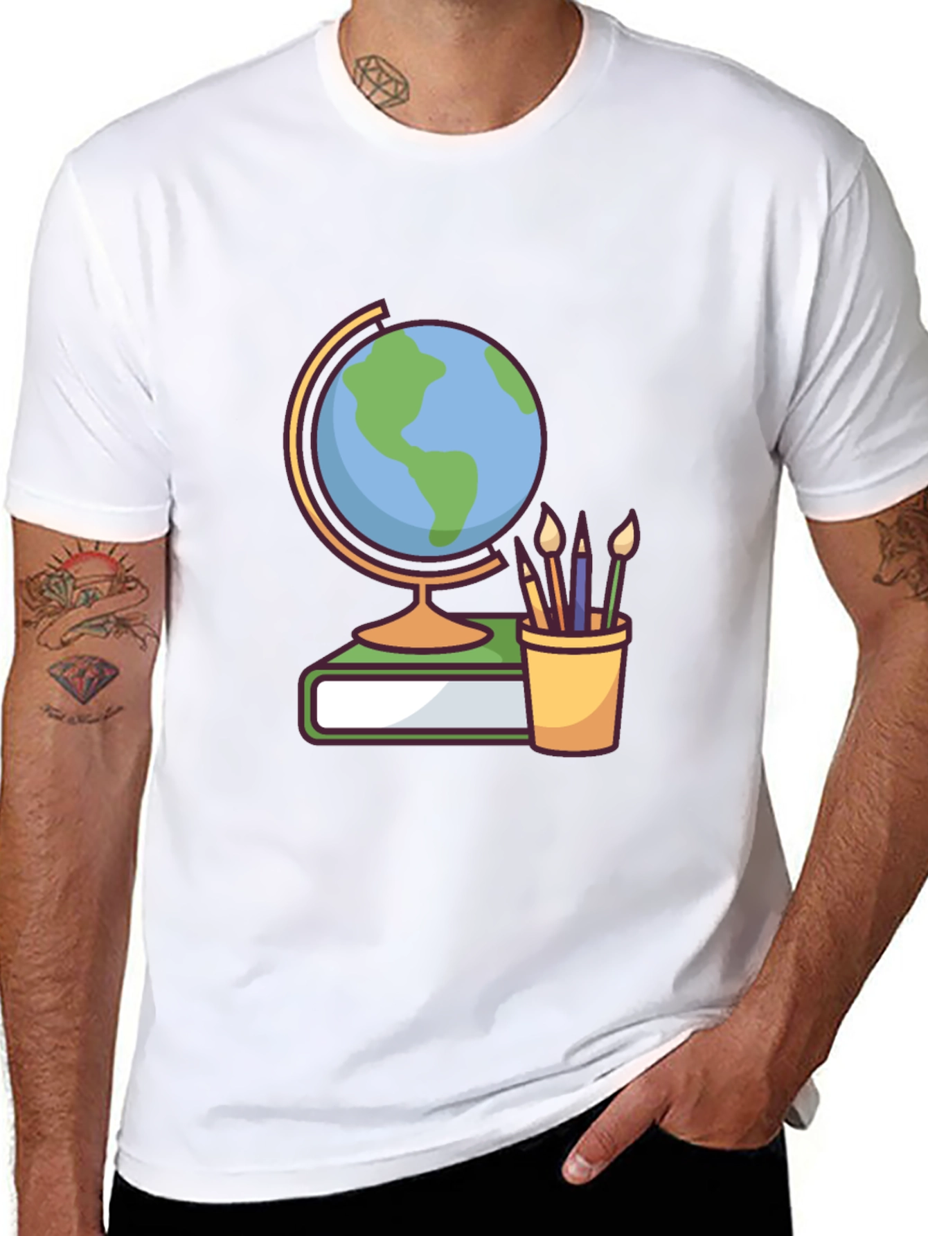 Globe & Art Supplies Graphic Tee - Black