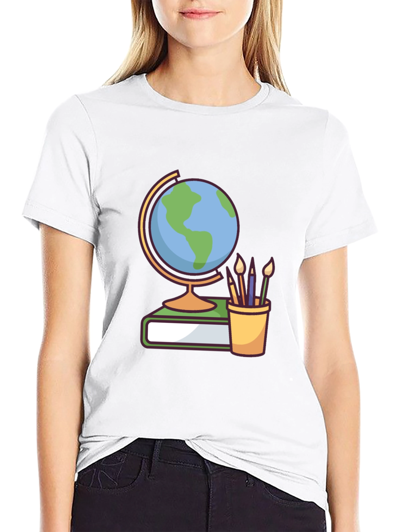 Globe & Art Supplies Graphic Tee - Black
