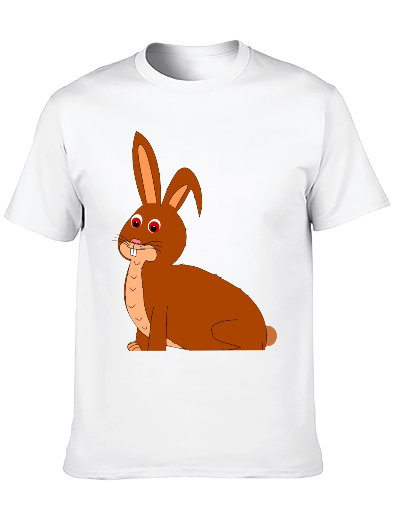 Cartoon Bunny Graphic Tee - Black Cotton Blend