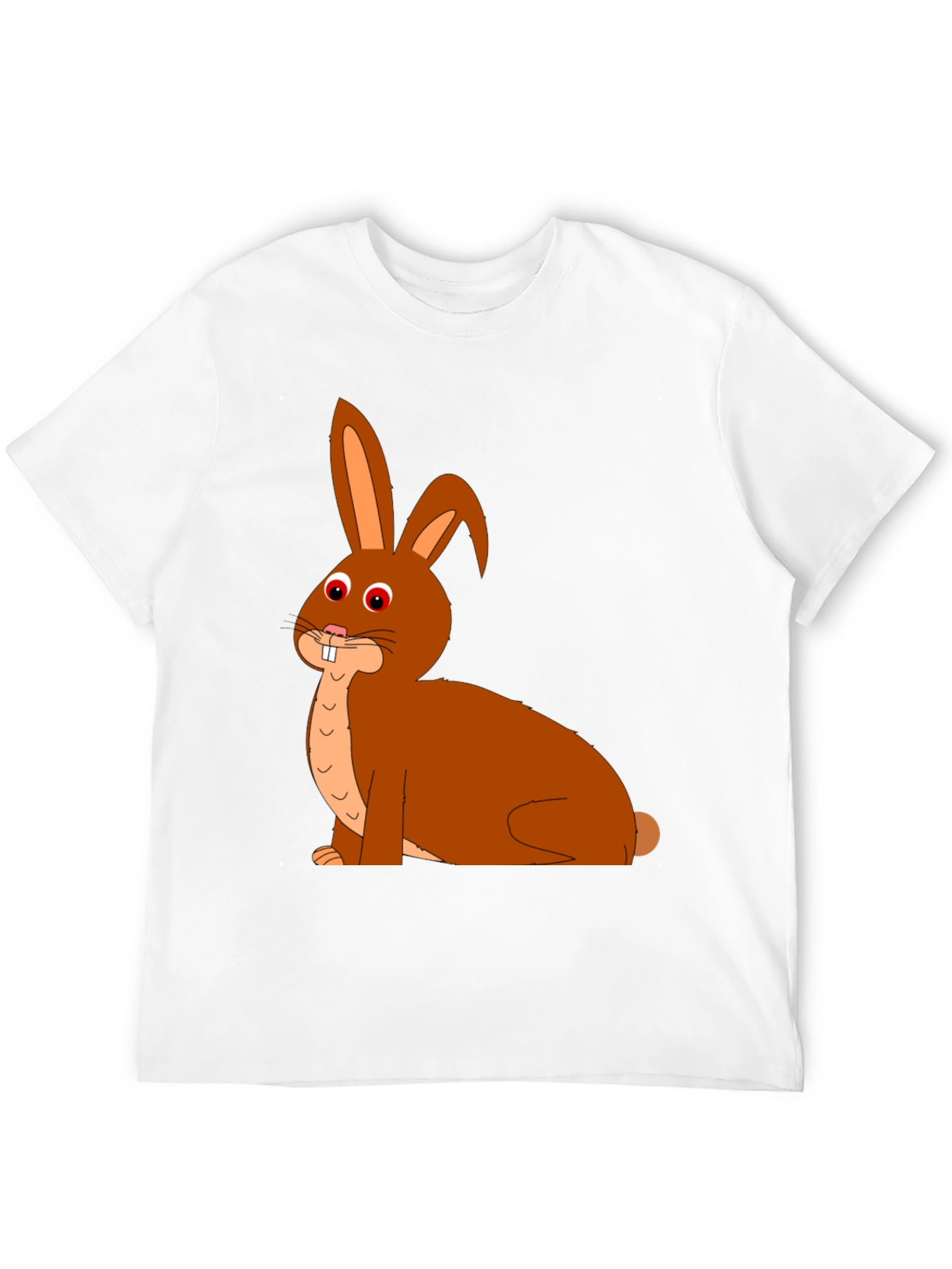 Cartoon Bunny Graphic Tee - Black Cotton Blend