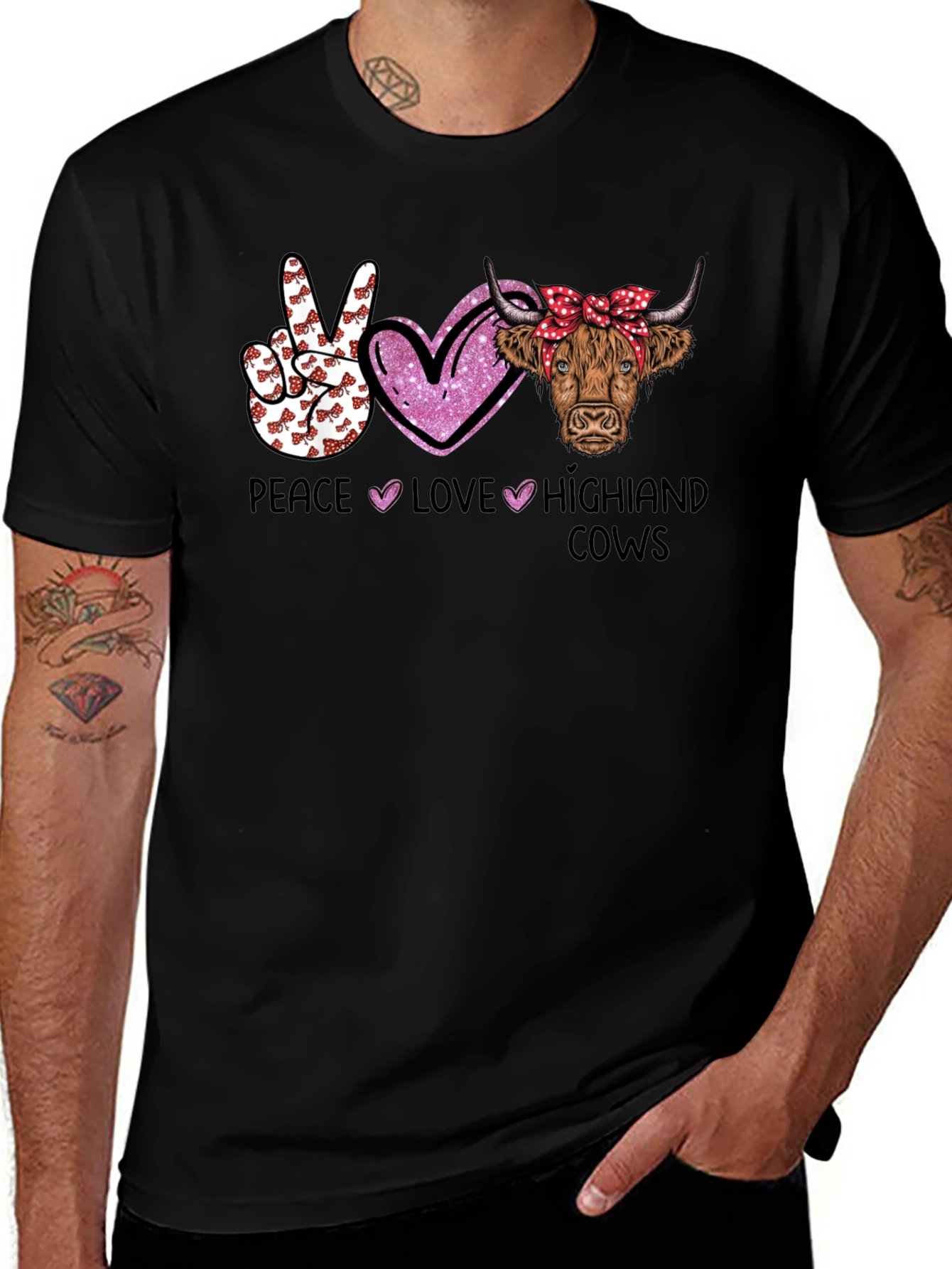 Peace Love Highland Cows Graphic T-Shirt