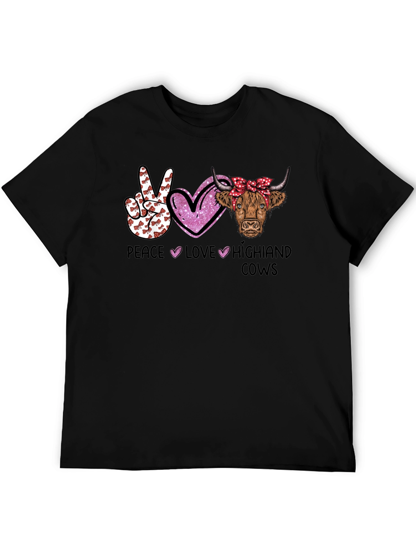 Peace Love Highland Cows Graphic T-Shirt