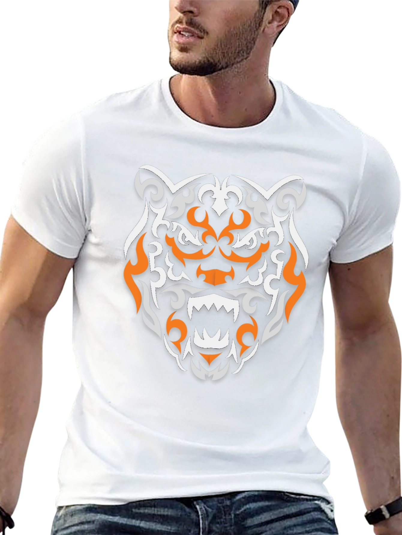 Tribal Tiger Graphic Black T-Shirt