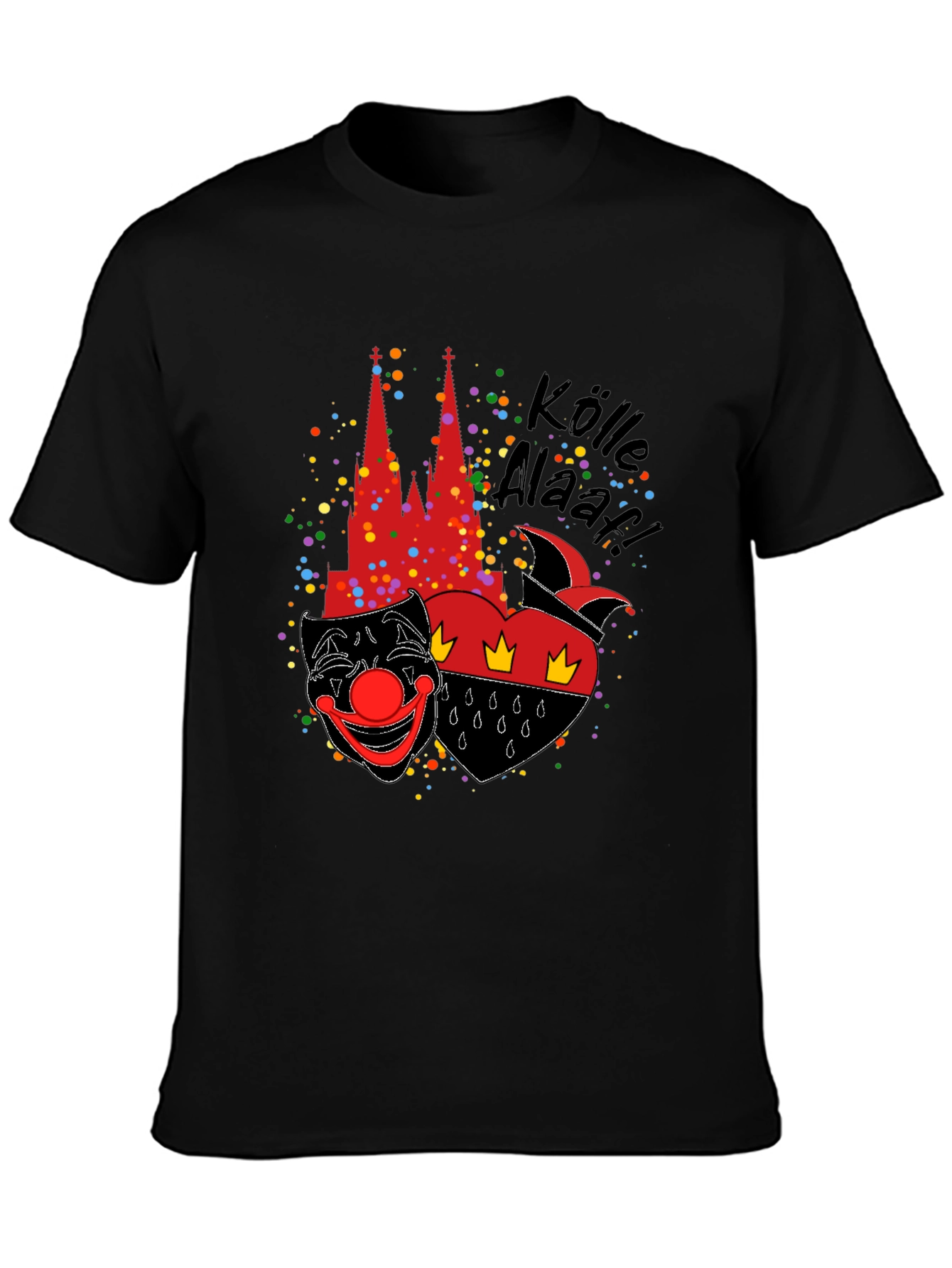 Köln Carnival T-Shirt: Cologne Cathedral Clown Mask & Heart