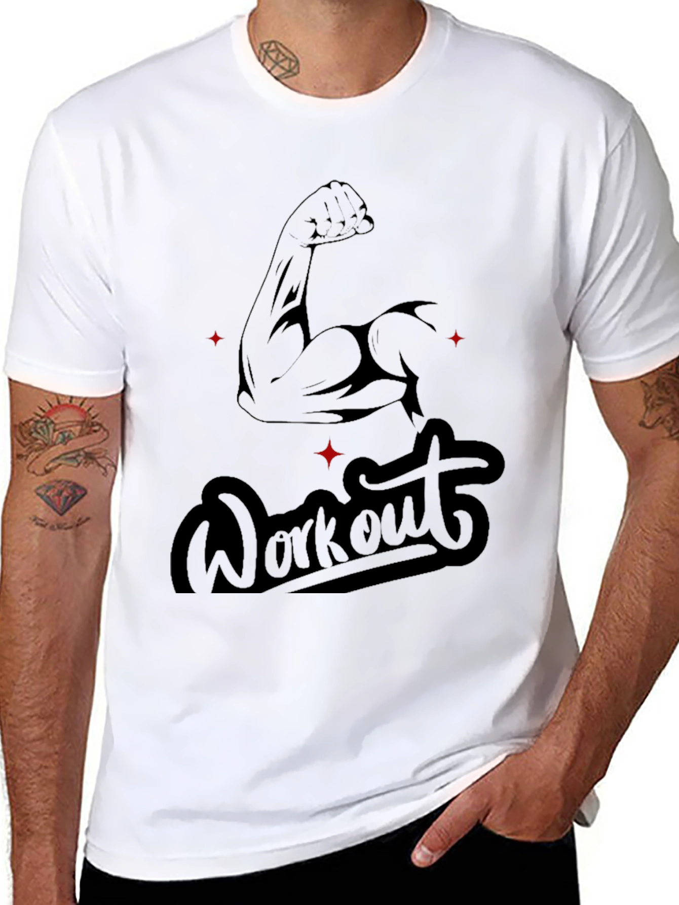 Workout Graphic Tee - Muscle Arm Design