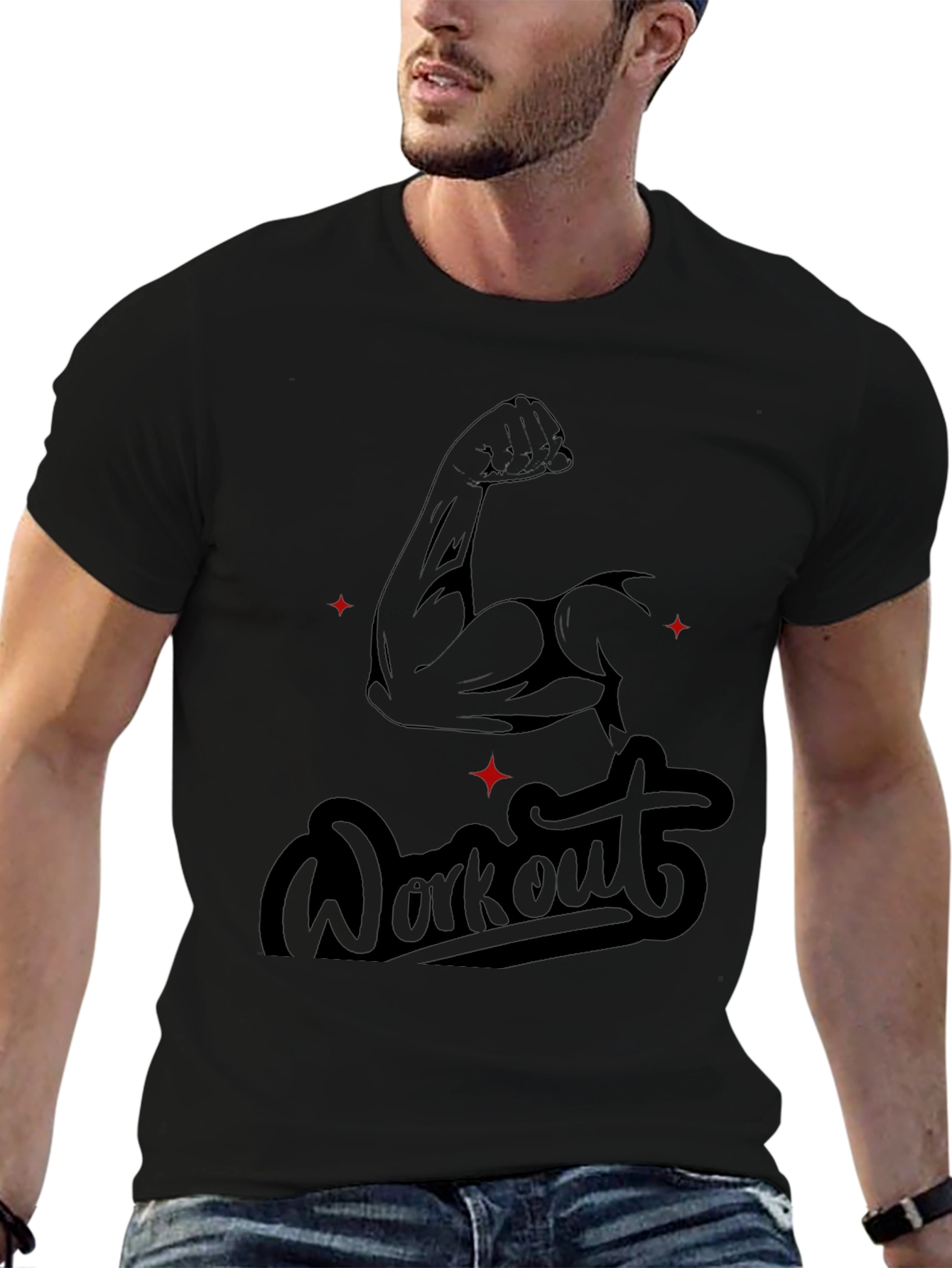 Workout Graphic Tee - Muscle Arm Design