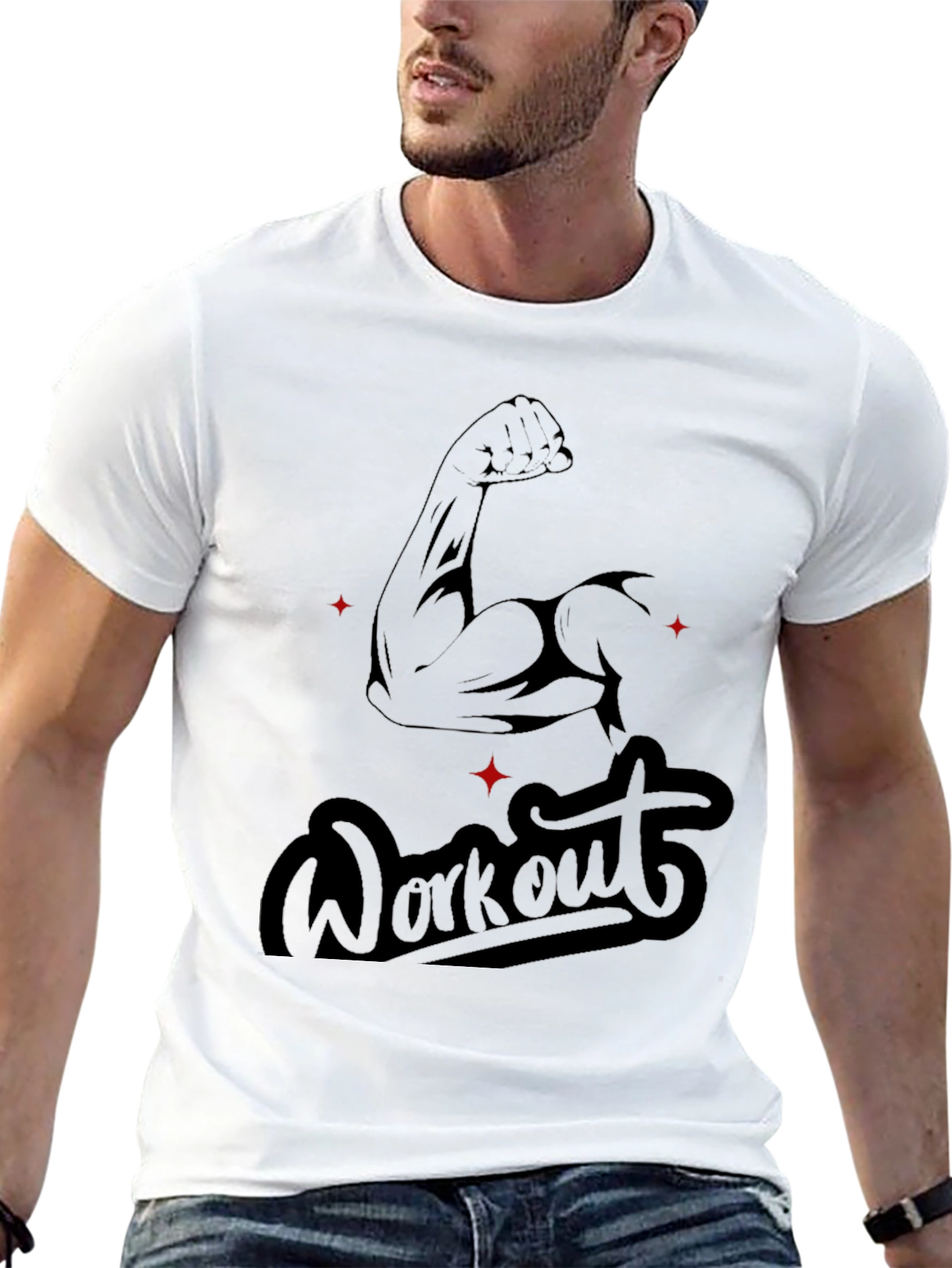Workout Graphic Tee - Muscle Arm Design