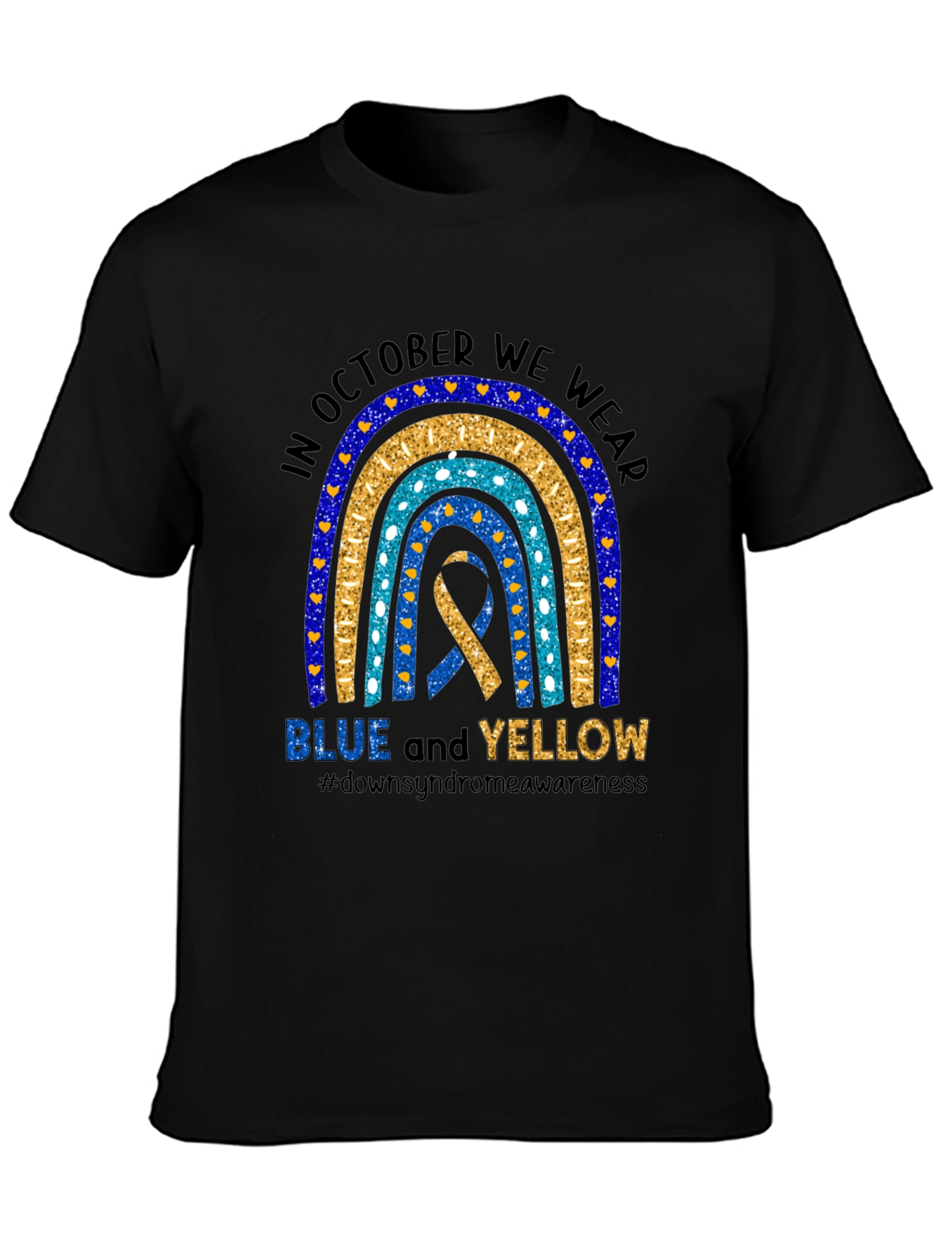 Down Syndrome Awareness T-Shirt - Blue and Yellow Ribbon
