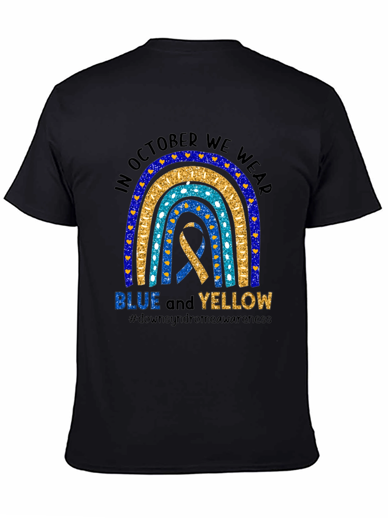 Down Syndrome Awareness T-Shirt - Blue and Yellow Ribbon