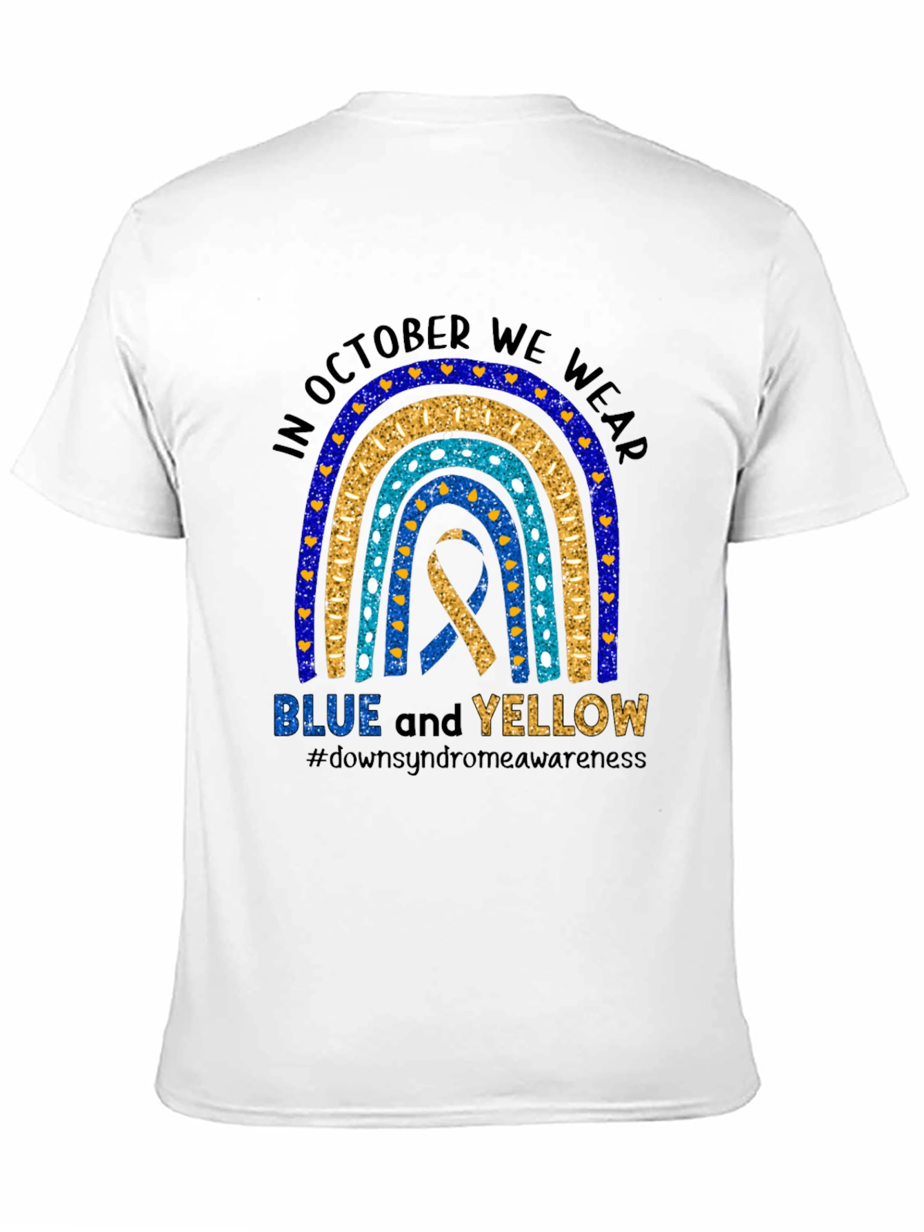 Down Syndrome Awareness T-Shirt - Blue and Yellow Ribbon