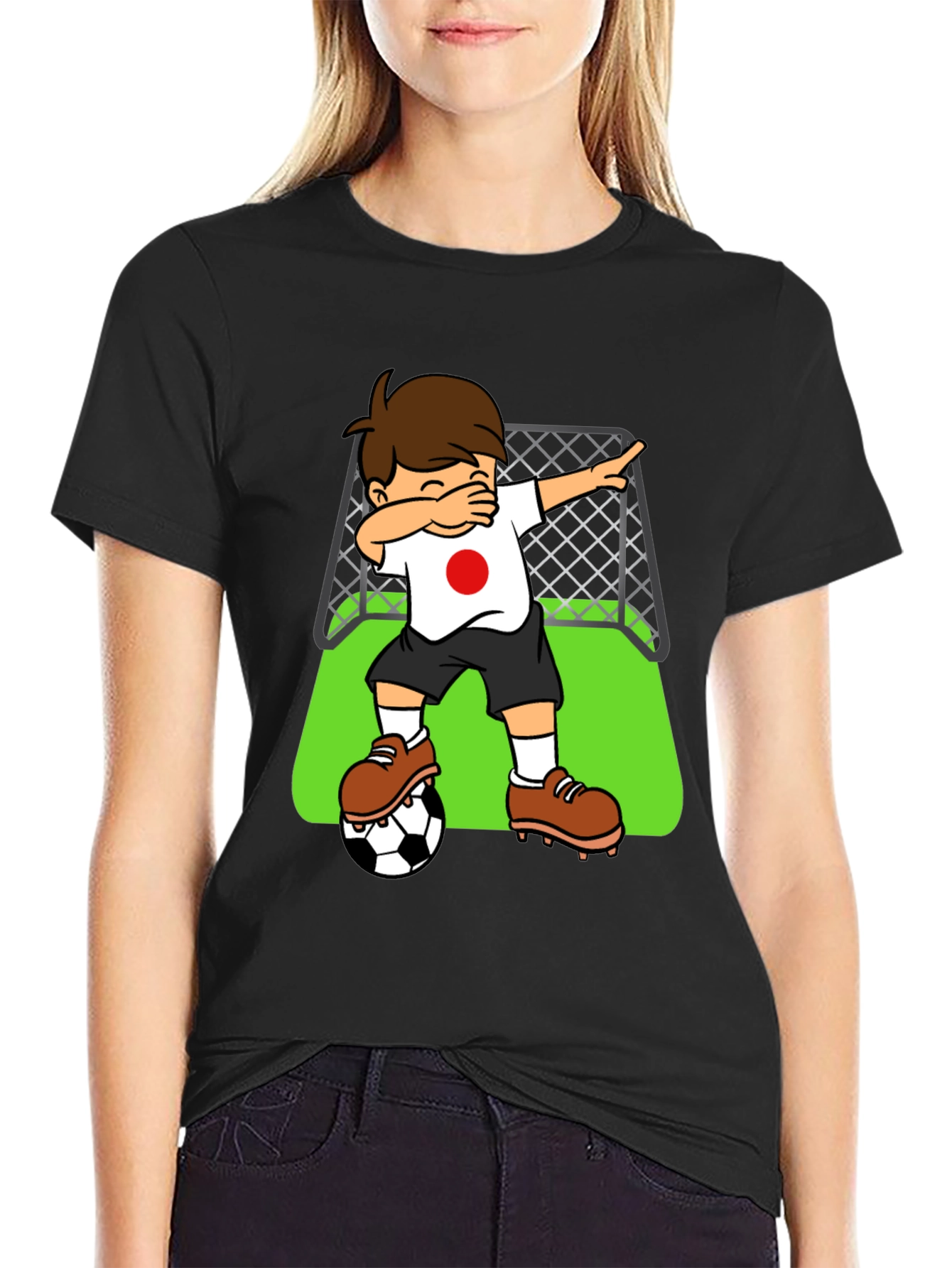 Dabbing Soccer Player Japan Flag Graphic Tee