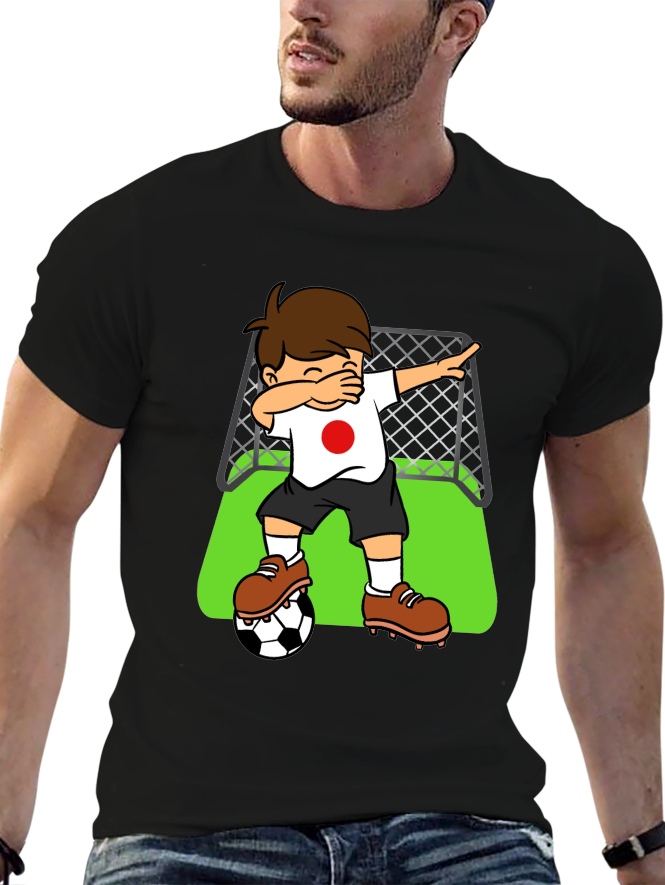 Dabbing Soccer Player Japan Flag Graphic Tee
