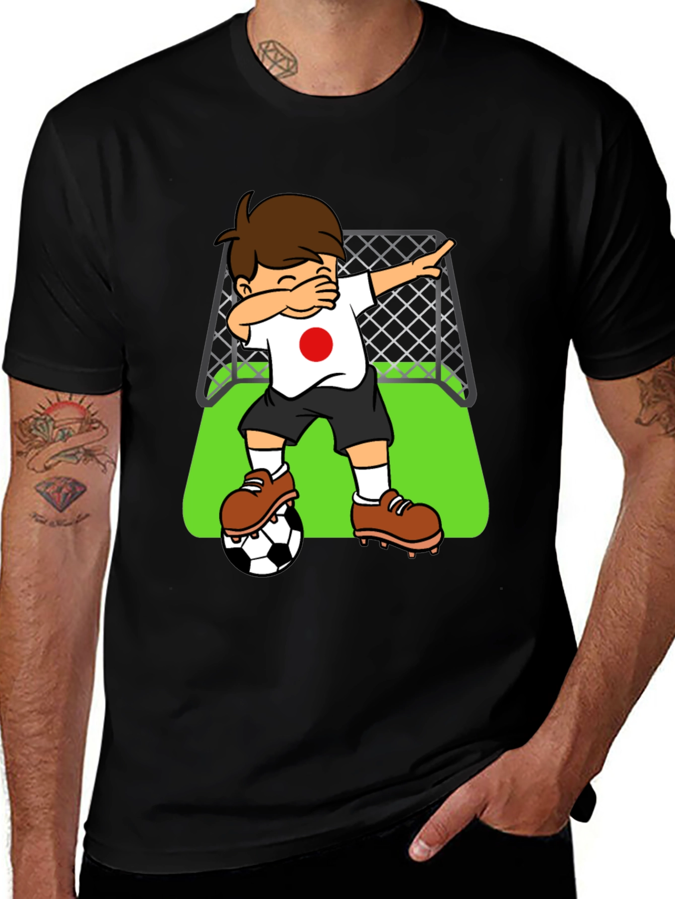 Dabbing Soccer Player Japan Flag Graphic Tee