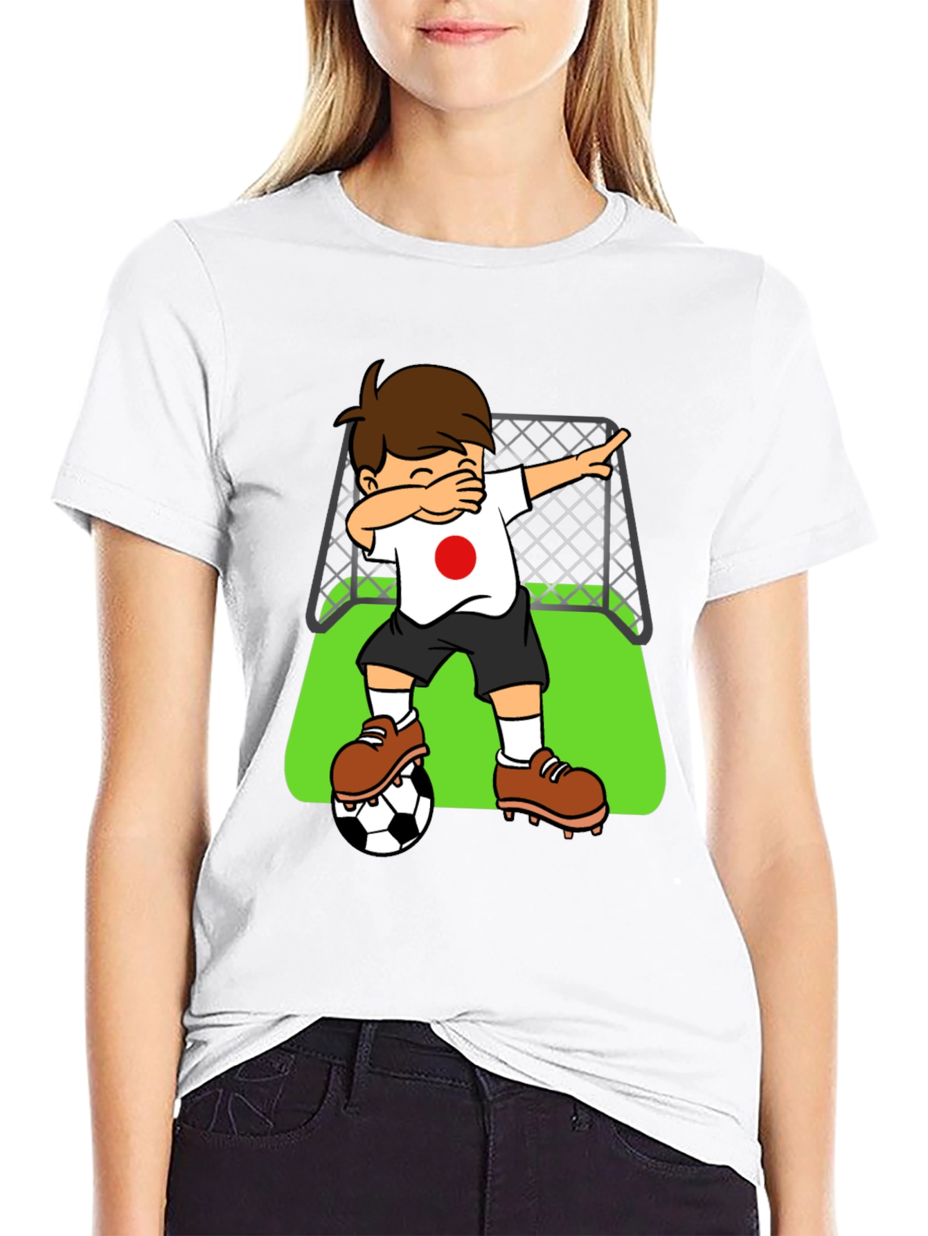 Dabbing Soccer Player Japan Flag Graphic Tee
