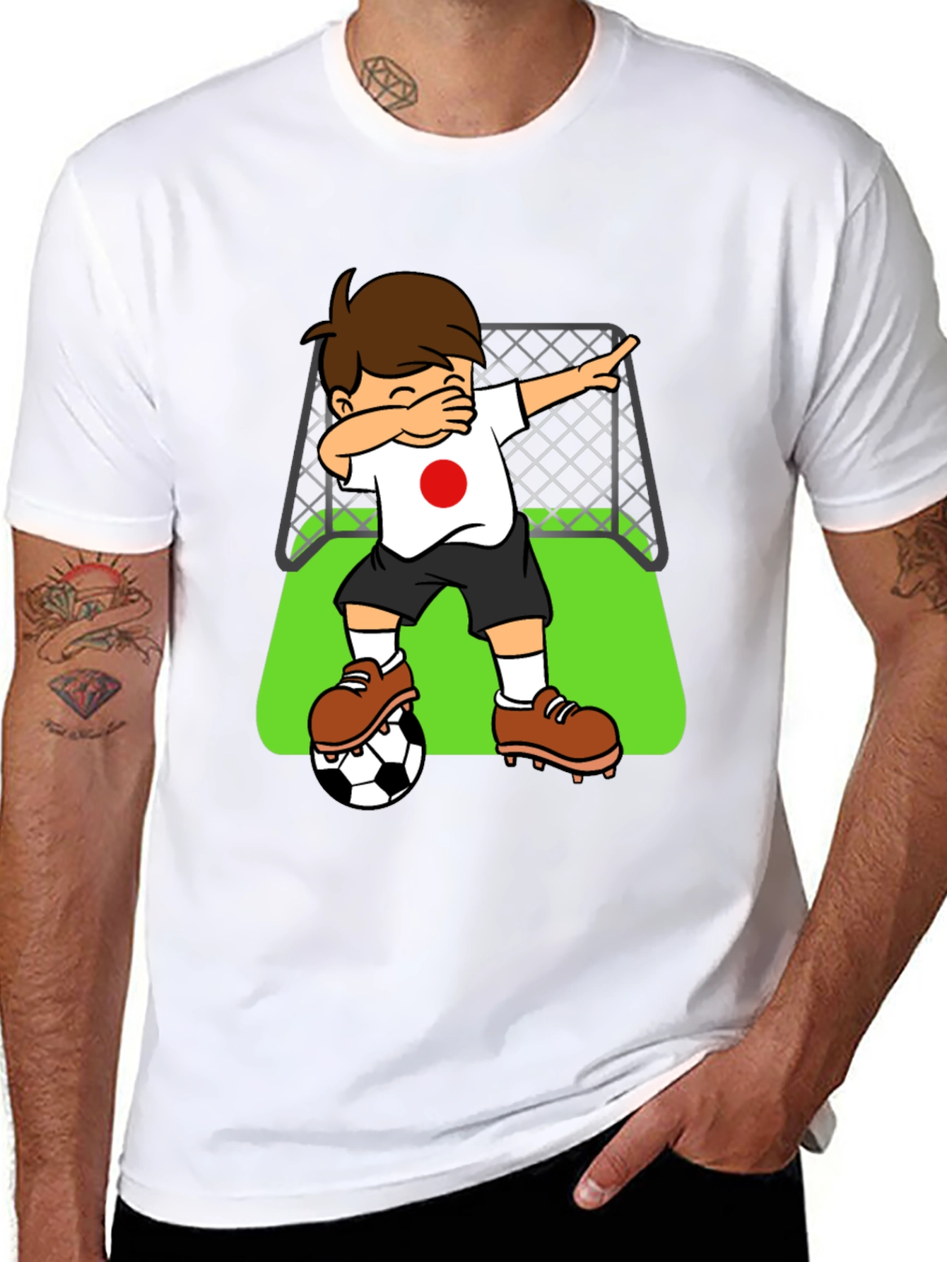 Dabbing Soccer Player Japan Flag Graphic Tee