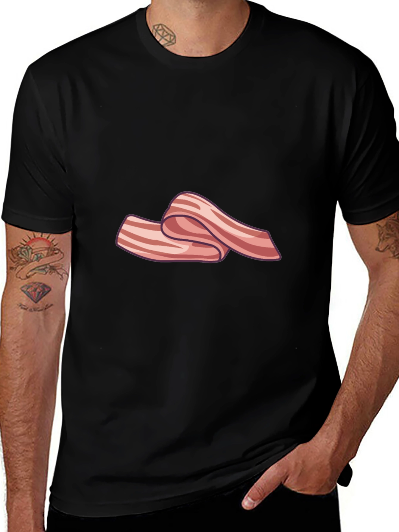 Bacon Strip Graphic T-Shirt - Black