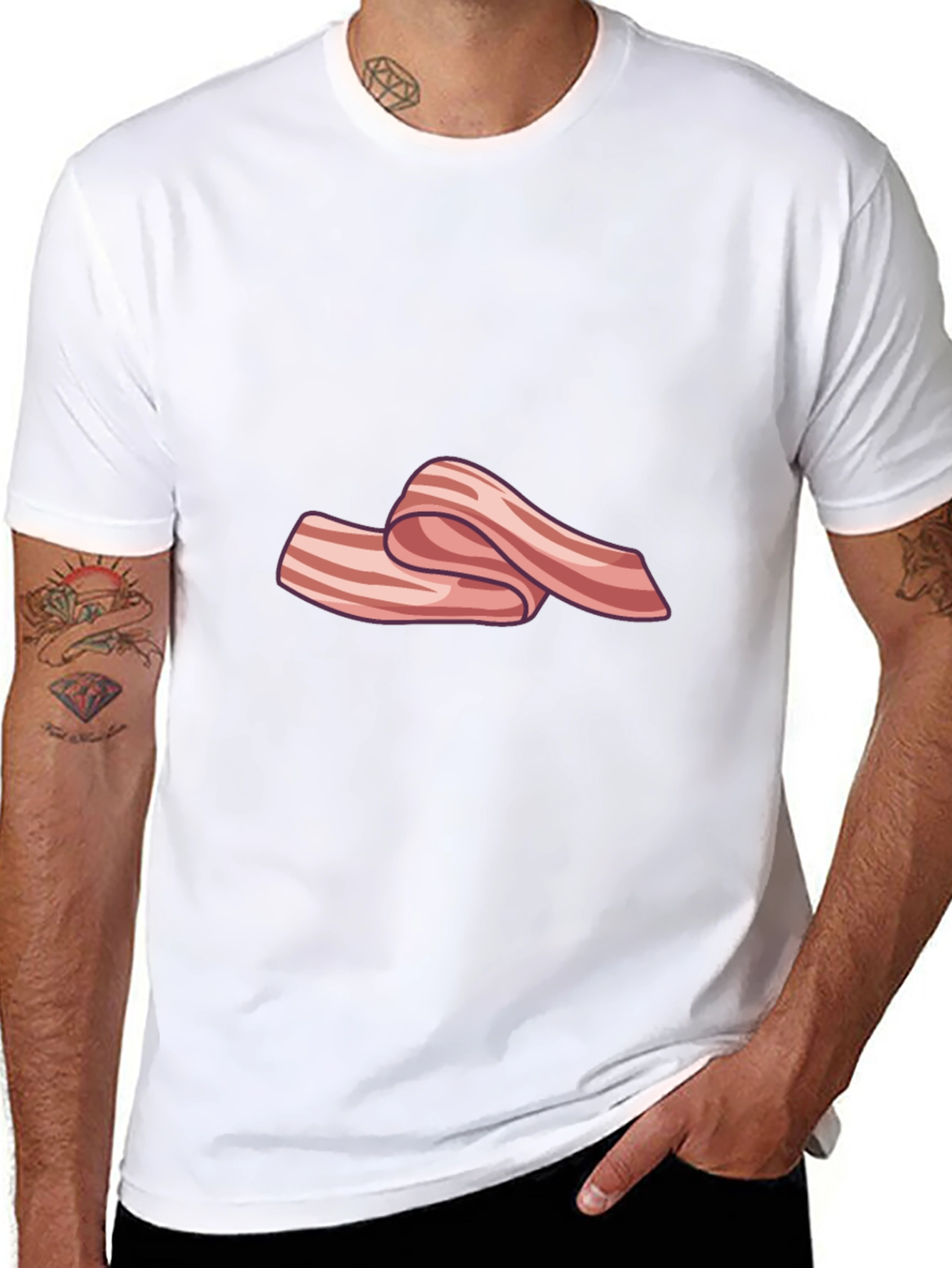 Bacon Strip Graphic T-Shirt - Black